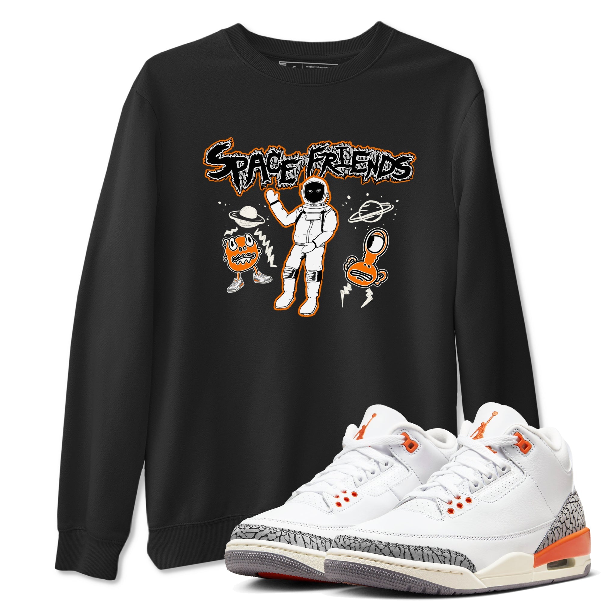 3s Georgia Peach shirt to match jordans Space Friends sneaker tees Air Jordan 3 Georgia Peach Drip Gear Zone unisex cotton Black 1 crew neck shirt