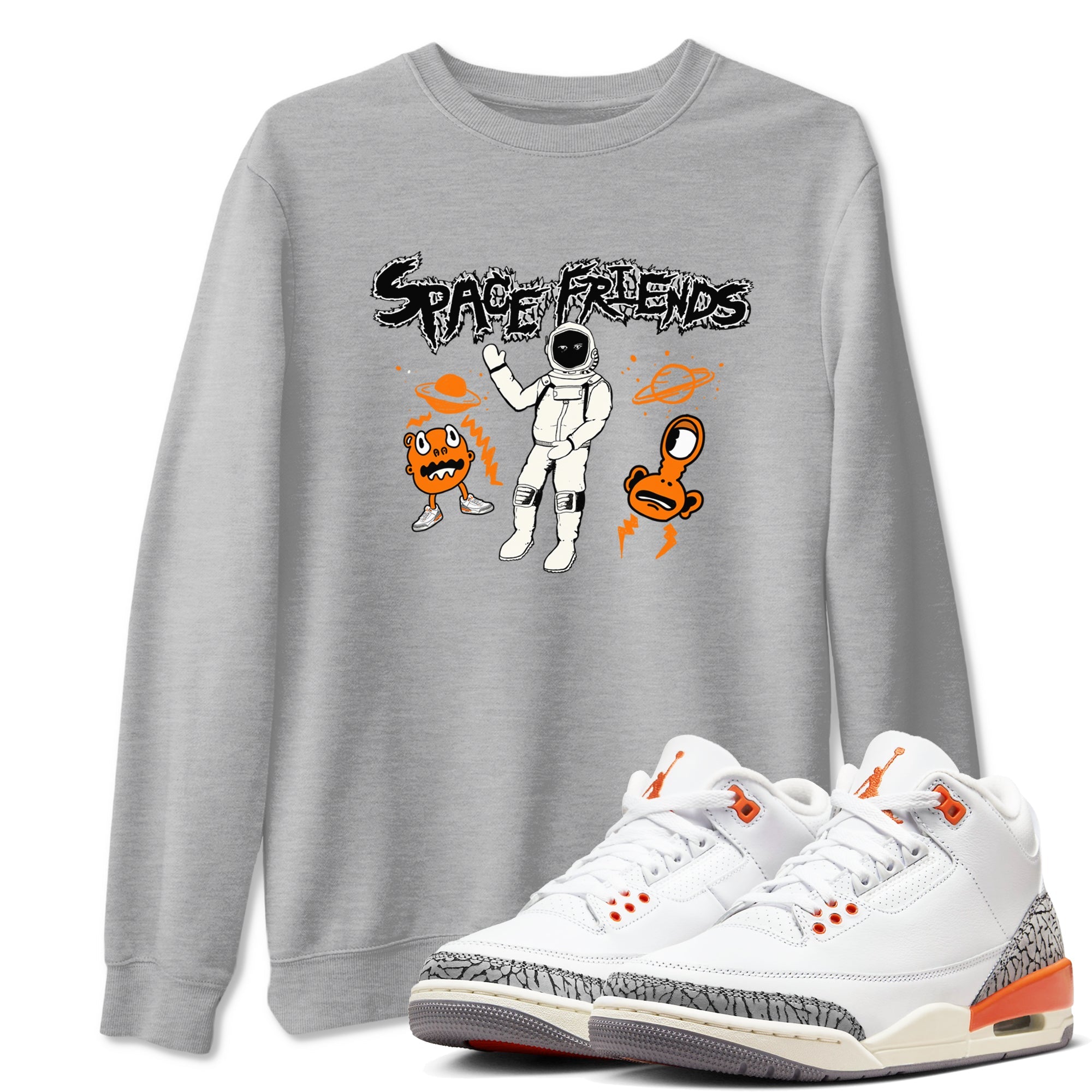 3s Georgia Peach shirt to match jordans Space Friends sneaker tees Air Jordan 3 Georgia Peach Drip Gear Zone unisex cotton Heather Grey 1 crew neck shirt