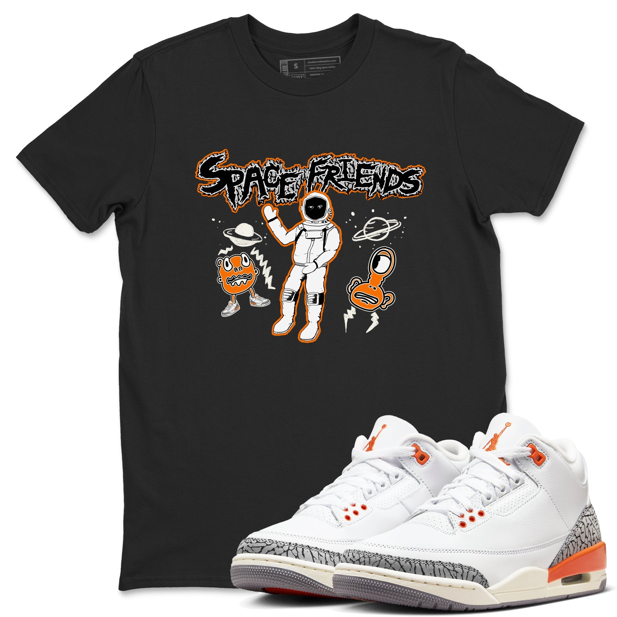 3s Georgia Peach shirt to match jordans Space Friends sneaker tees Air Jordan 3 Georgia Peach Drip Gear Zone unisex cotton Black 1 crew neck shirt