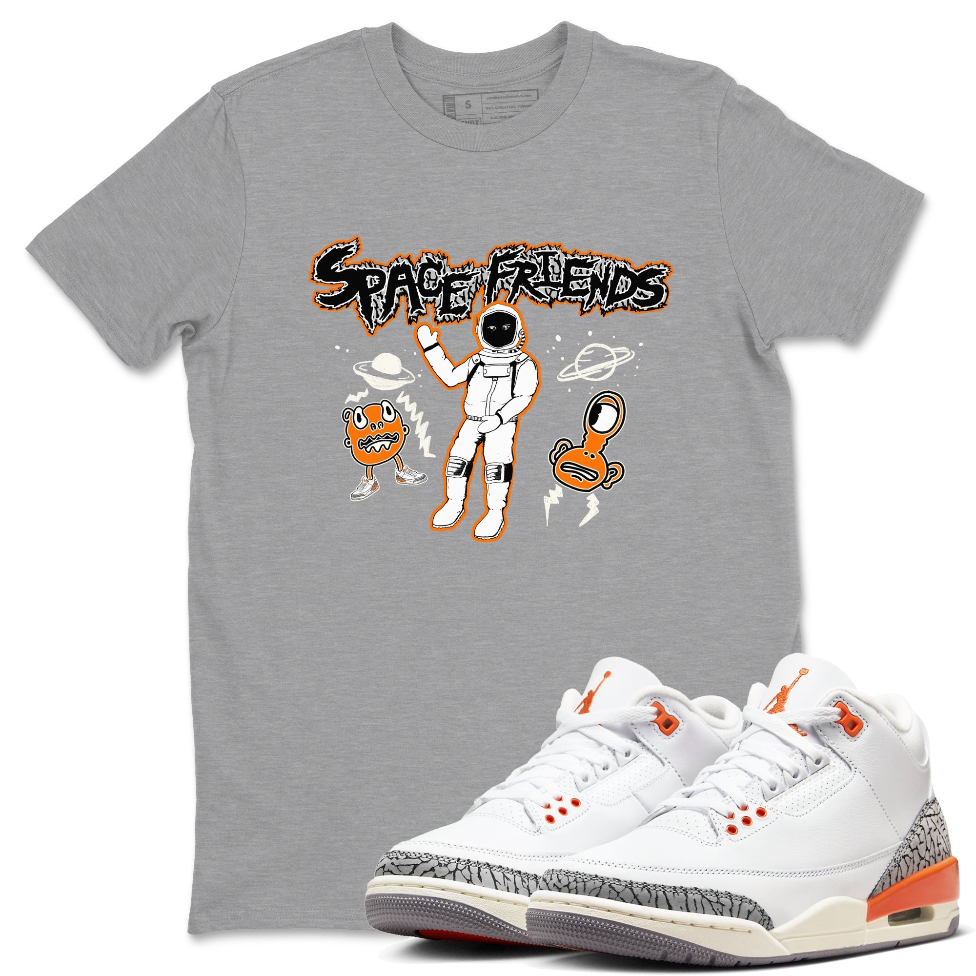 3s Georgia Peach shirt to match jordans Space Friends sneaker tees Air Jordan 3 Georgia Peach Drip Gear Zone unisex cotton Heather Grey 1 crew neck shirt