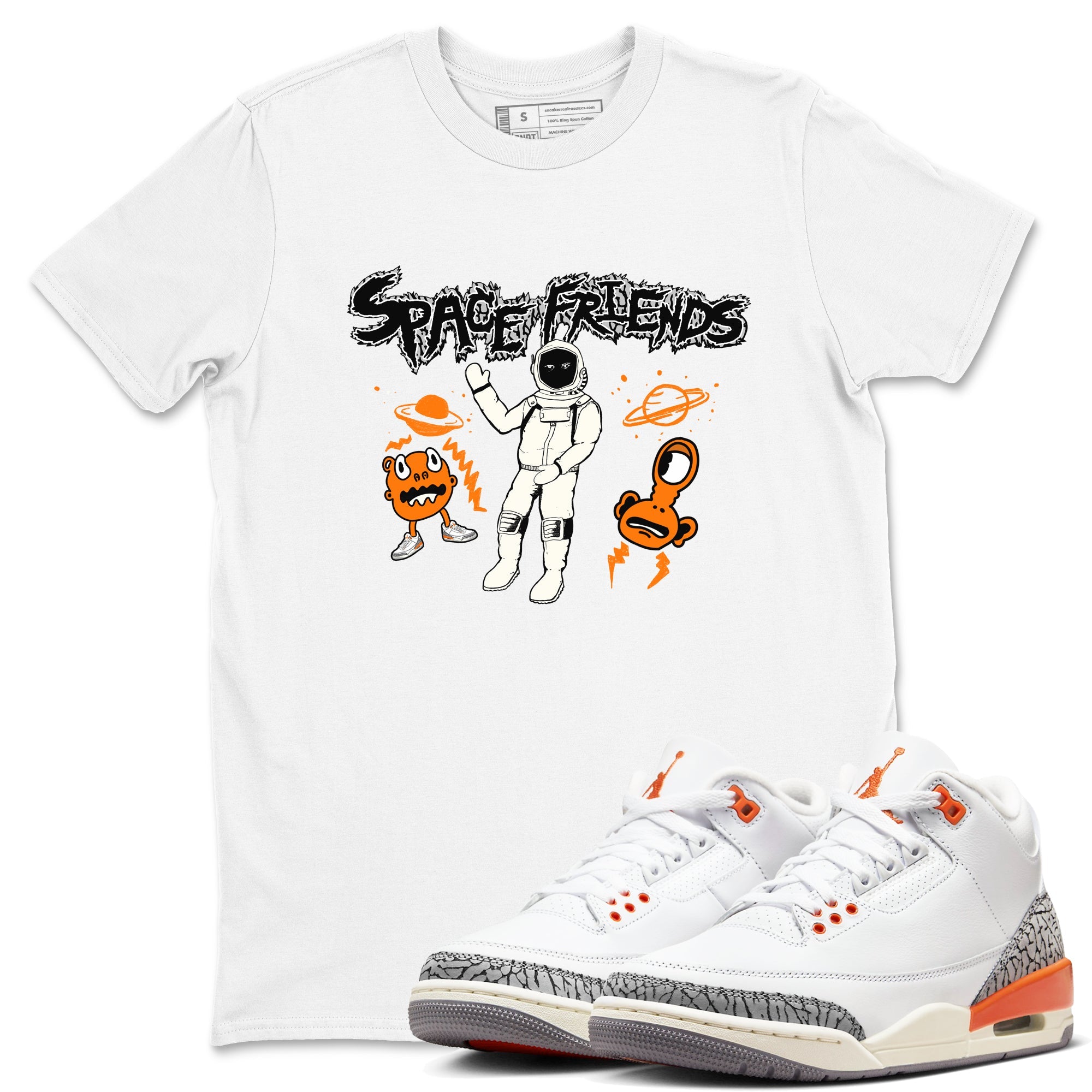 3s Georgia Peach shirt to match jordans Space Friends sneaker tees Air Jordan 3 Georgia Peach Drip Gear Zone unisex cotton White 1 crew neck shirt