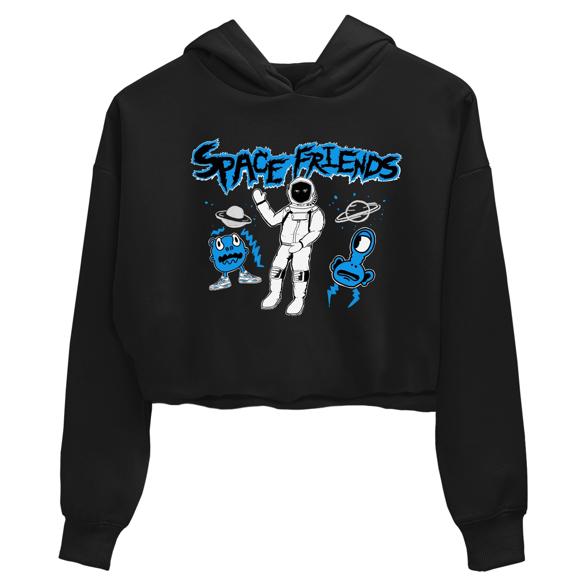 4s Military Blue shirt to match jordans Space Friends sneaker tees Air Jordan 4 Military Blue Streetwear Brand Streetwear Brand Drip Gear Zone Black 2 crop length shirt