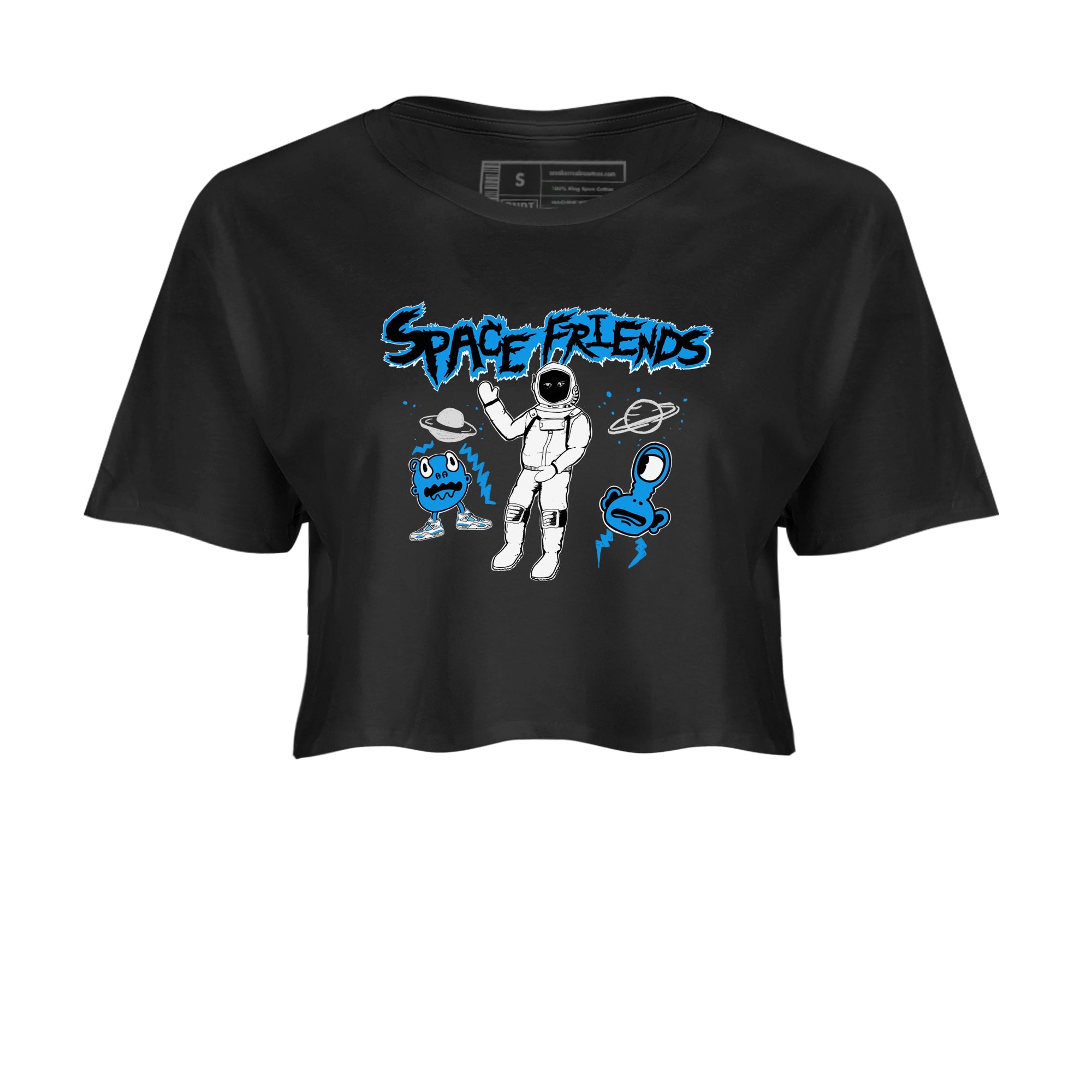 4s Military Blue shirt to match jordans Space Friends sneaker tees Air Jordan 4 Military Blue Streetwear Brand Streetwear Brand Drip Gear Zone Black 2 crop length shirt