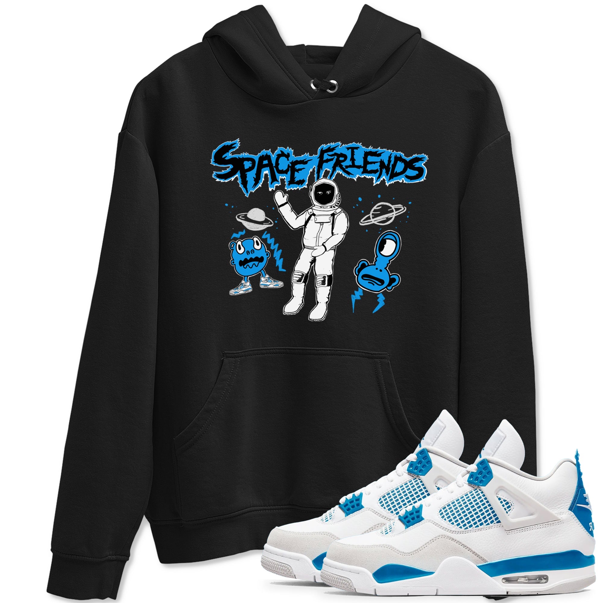 4s Military Blue shirt to match jordans Space Friends sneaker tees Air Jordan 4 Retro Military Blue Streetwear Brand Drip Gear Zone unisex cotton Black 1 crew neck shirt