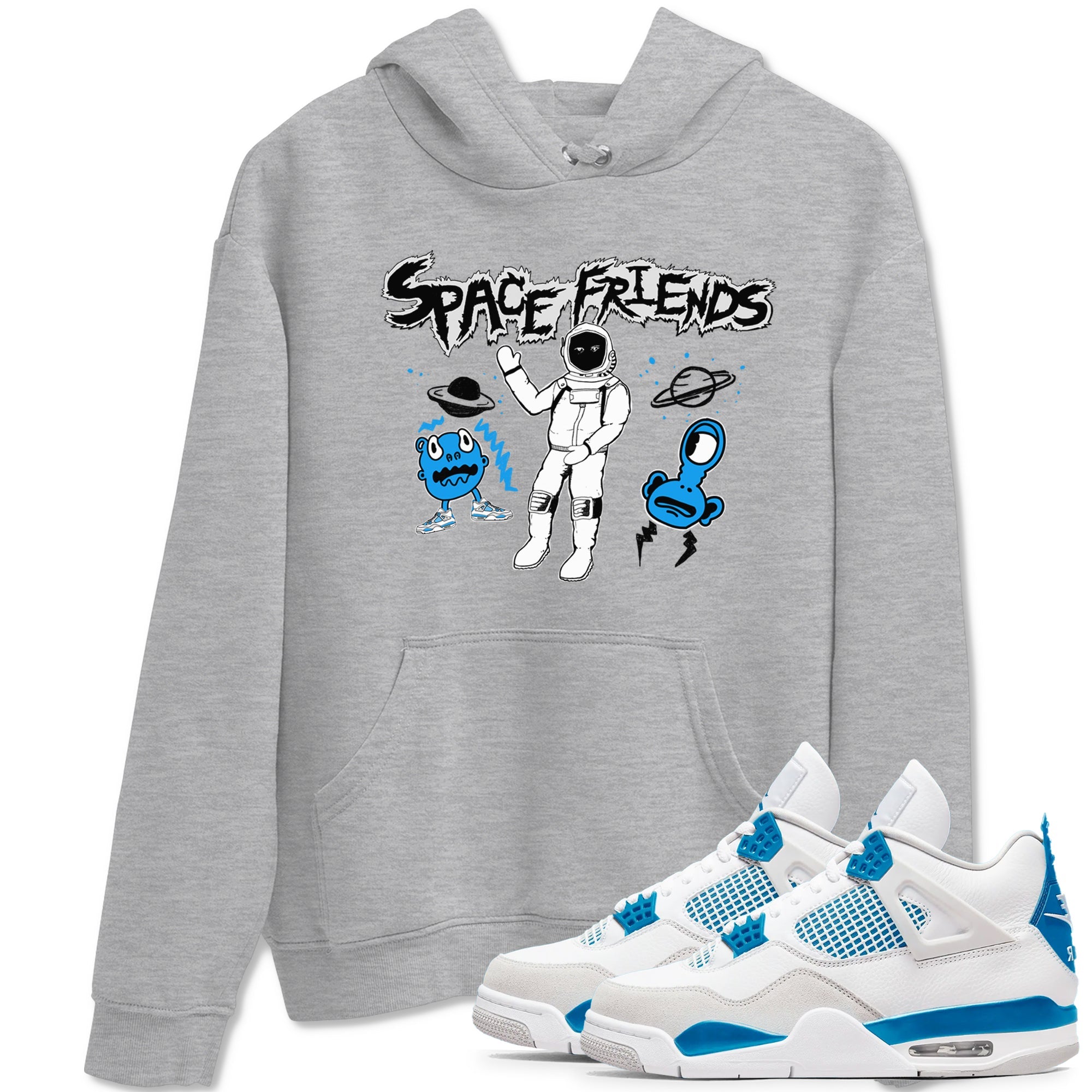 4s Military Blue shirt to match jordans Space Friends sneaker tees Air Jordan 4 Retro Military Blue Streetwear Brand Drip Gear Zone unisex cotton Heather Grey 1 crew neck shirt