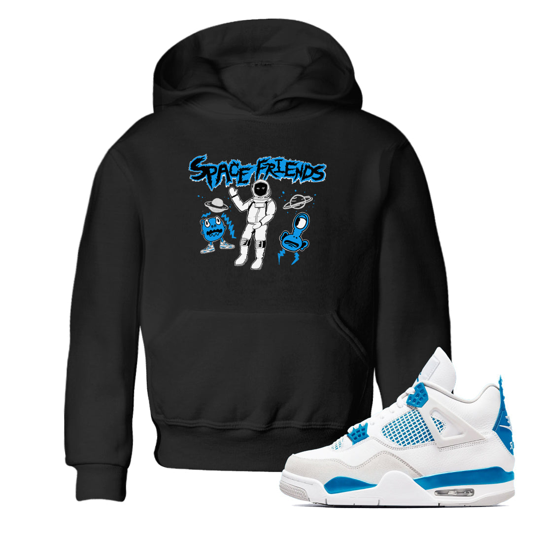 4s Military Blue shirt to match jordans Space Friends sneaker tees Air Jordan 4 Retro Military Blue Streetwear Brand Drip Gear Zone baby toddler Black 1 cotton Shirt