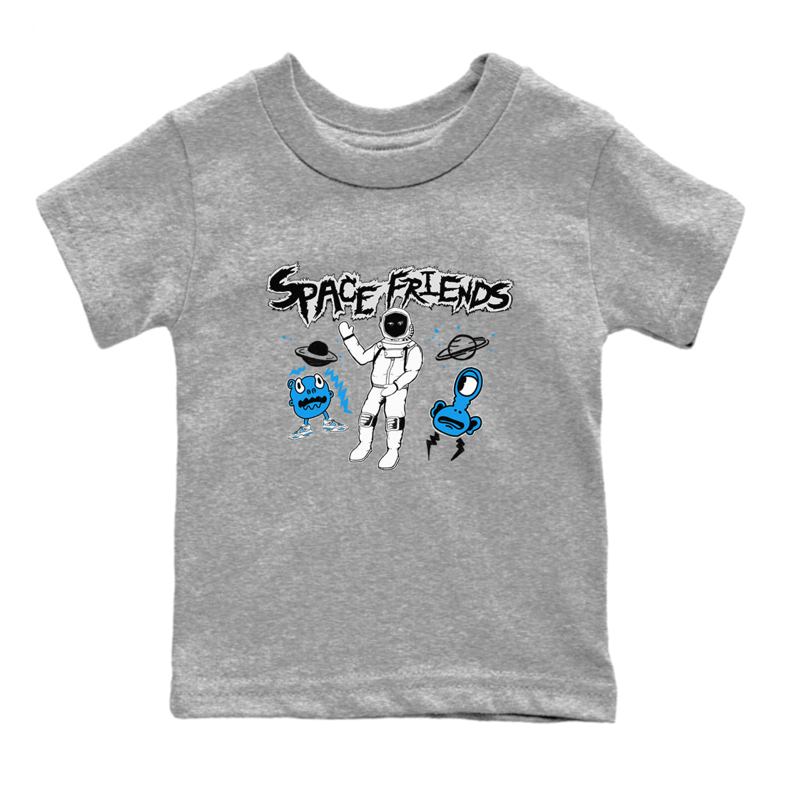 4s Military Blue shirt to match jordans Space Friends sneaker tees Air Jordan 4 Retro Military Blue Streetwear Brand Drip Gear Zone baby toddler Heather Grey 2 cotton Shirt