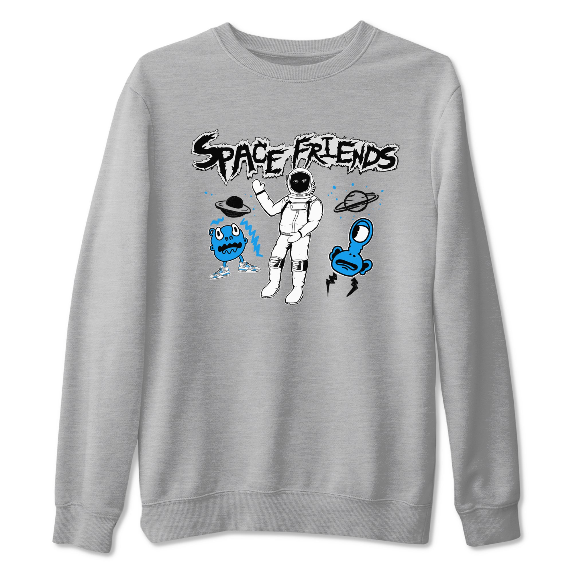 4s Military Blue shirt to match jordans Space Friends sneaker tees Air Jordan 4 Retro Military Blue Streetwear Brand Drip Gear Zone unisex cotton Heather Grey 2 crew neck shirt