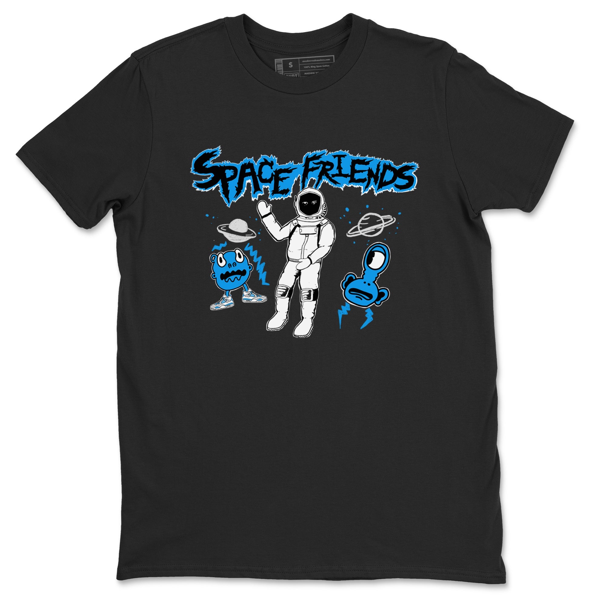 4s Military Blue shirt to match jordans Space Friends sneaker tees Air Jordan 4 Retro Military Blue Streetwear Brand Drip Gear Zone unisex cotton Black 2 crew neck shirt