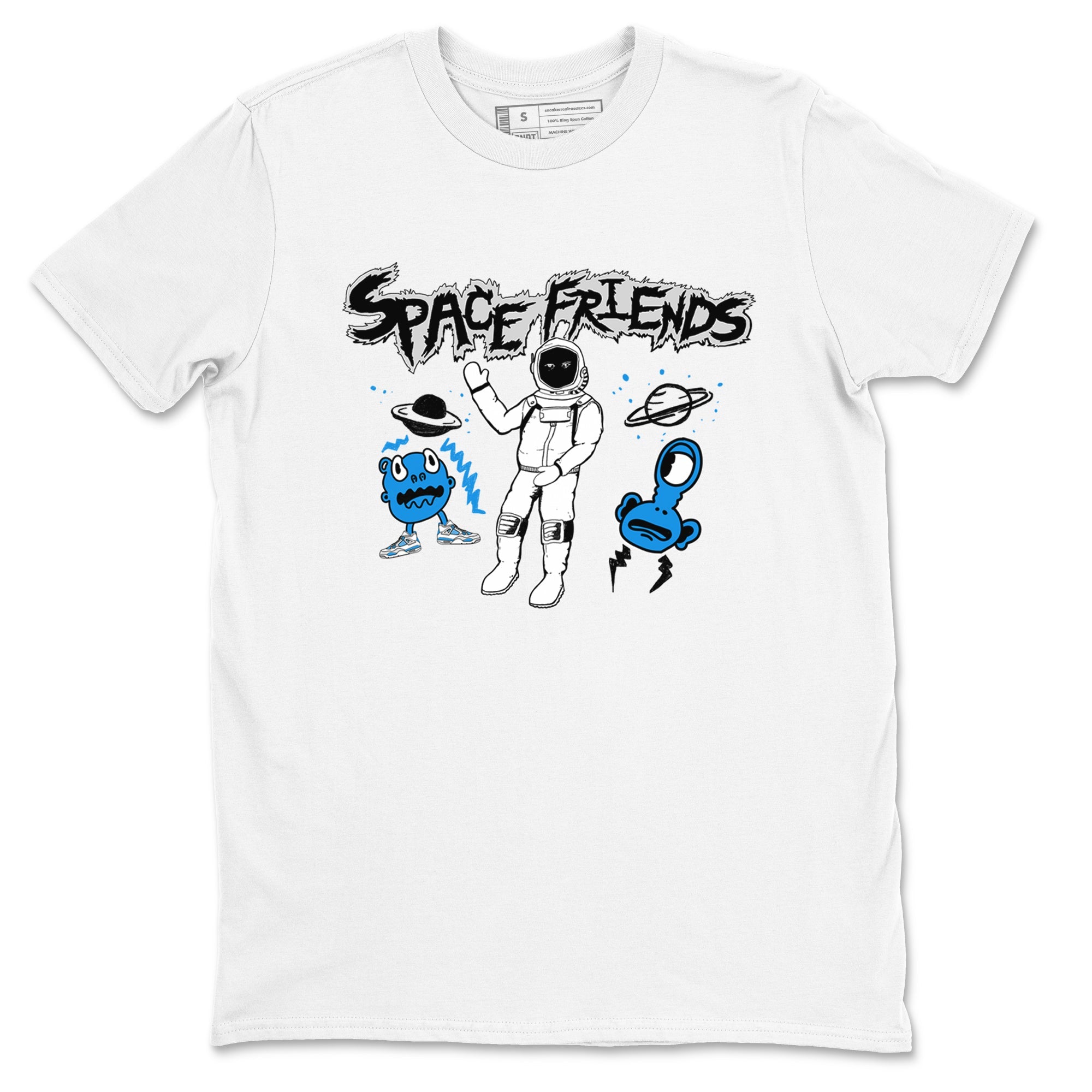 4s Military Blue shirt to match jordans Space Friends sneaker tees Air Jordan 4 Retro Military Blue Streetwear Brand Drip Gear Zone unisex cotton White 2 crew neck shirt