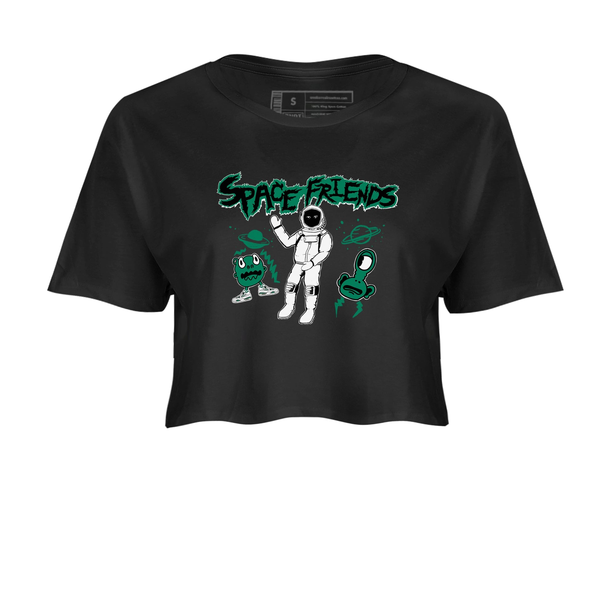 4s Oxidized Green shirts to match jordans Space Friends sneaker match tees Air Jordan 4 Oxidized Green Drip Gear Zone streetwear brand Black 2 crop tee