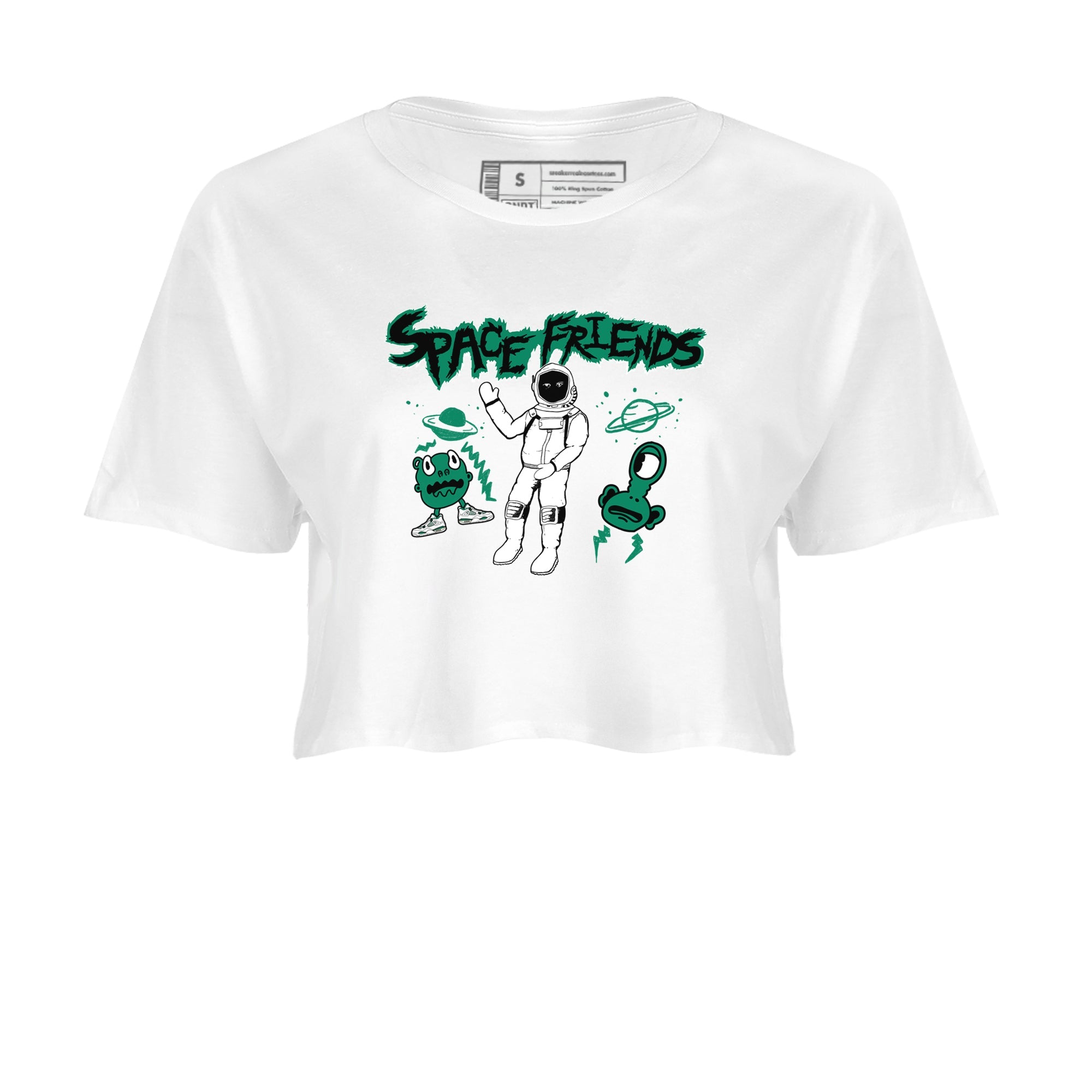 4s Oxidized Green shirts to match jordans Space Friends sneaker match tees Air Jordan 4 Oxidized Green Drip Gear Zone streetwear brand White 2 crop tee