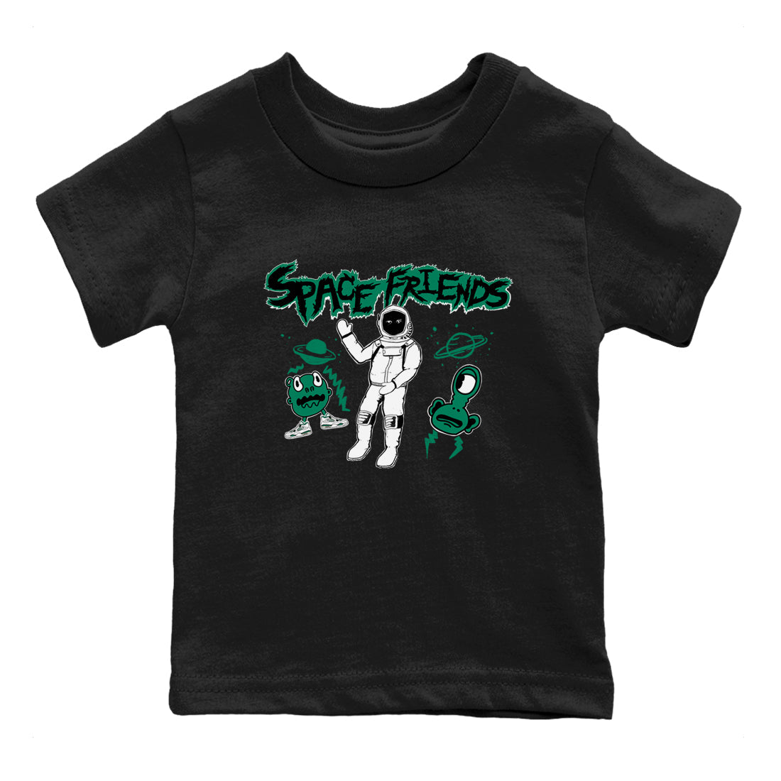 4s Oxidized Green shirts to match jordans Space Friends sneaker match tees Air Jordan 4 Oxidized Green Drip Gear Zone streetwear brand Baby and Youth Black 2 cotton tee