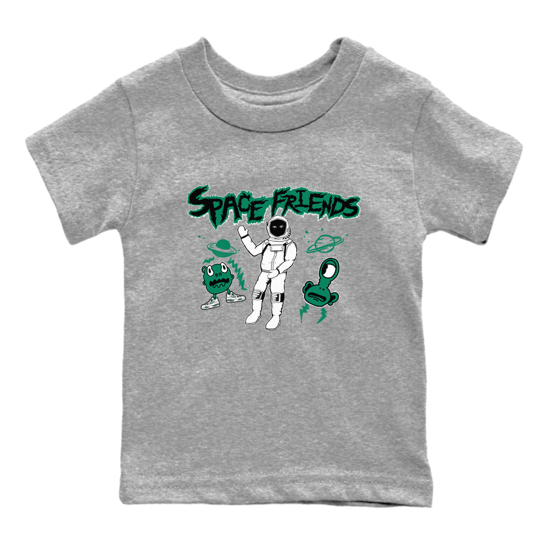 4s Oxidized Green shirts to match jordans Space Friends sneaker match tees Air Jordan 4 Oxidized Green Drip Gear Zone streetwear brand Baby and Youth Heather Grey 2 cotton tee