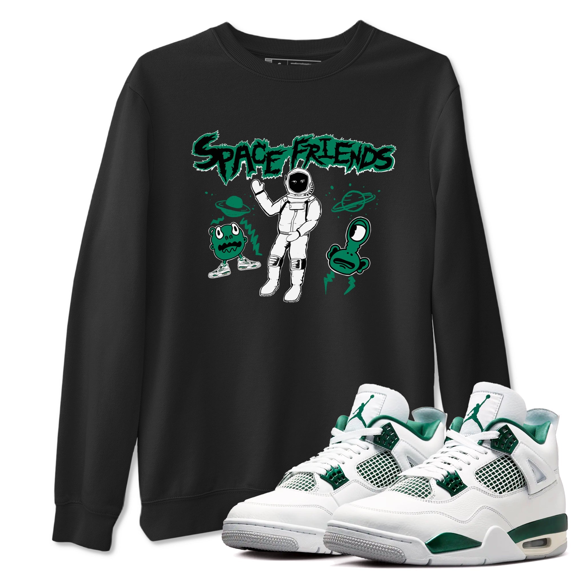 4s Oxidized Green shirts to match jordans Space Friends sneaker match tees Air Jordan 4 Oxidized Green Drip Gear Zone streetwear brand Black 1 unisex cotton tee