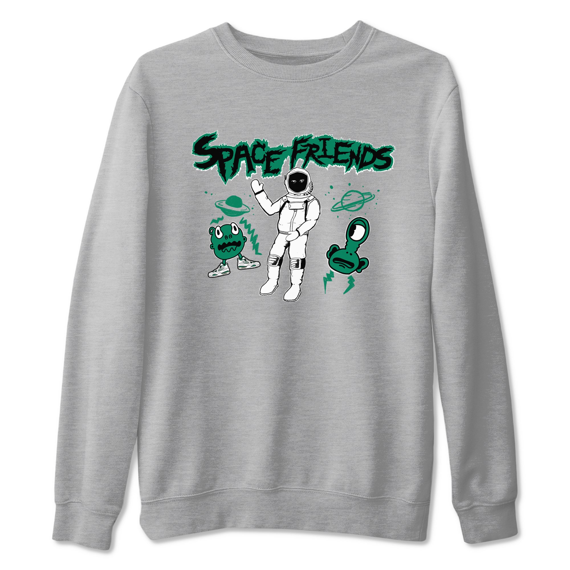 4s Oxidized Green shirts to match jordans Space Friends sneaker match tees Air Jordan 4 Oxidized Green Drip Gear Zone streetwear brand Heather Grey 2 unisex cotton tee