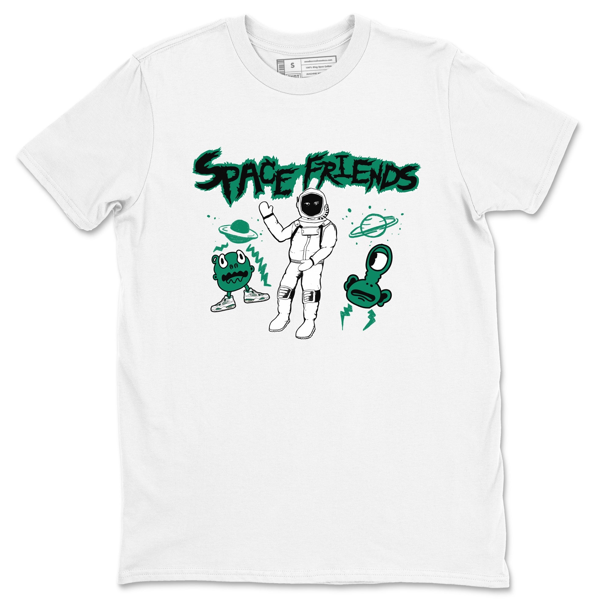 4s Oxidized Green shirts to match jordans Space Friends sneaker match tees Air Jordan 4 Oxidized Green Drip Gear Zone streetwear brand White 2 unisex cotton tee