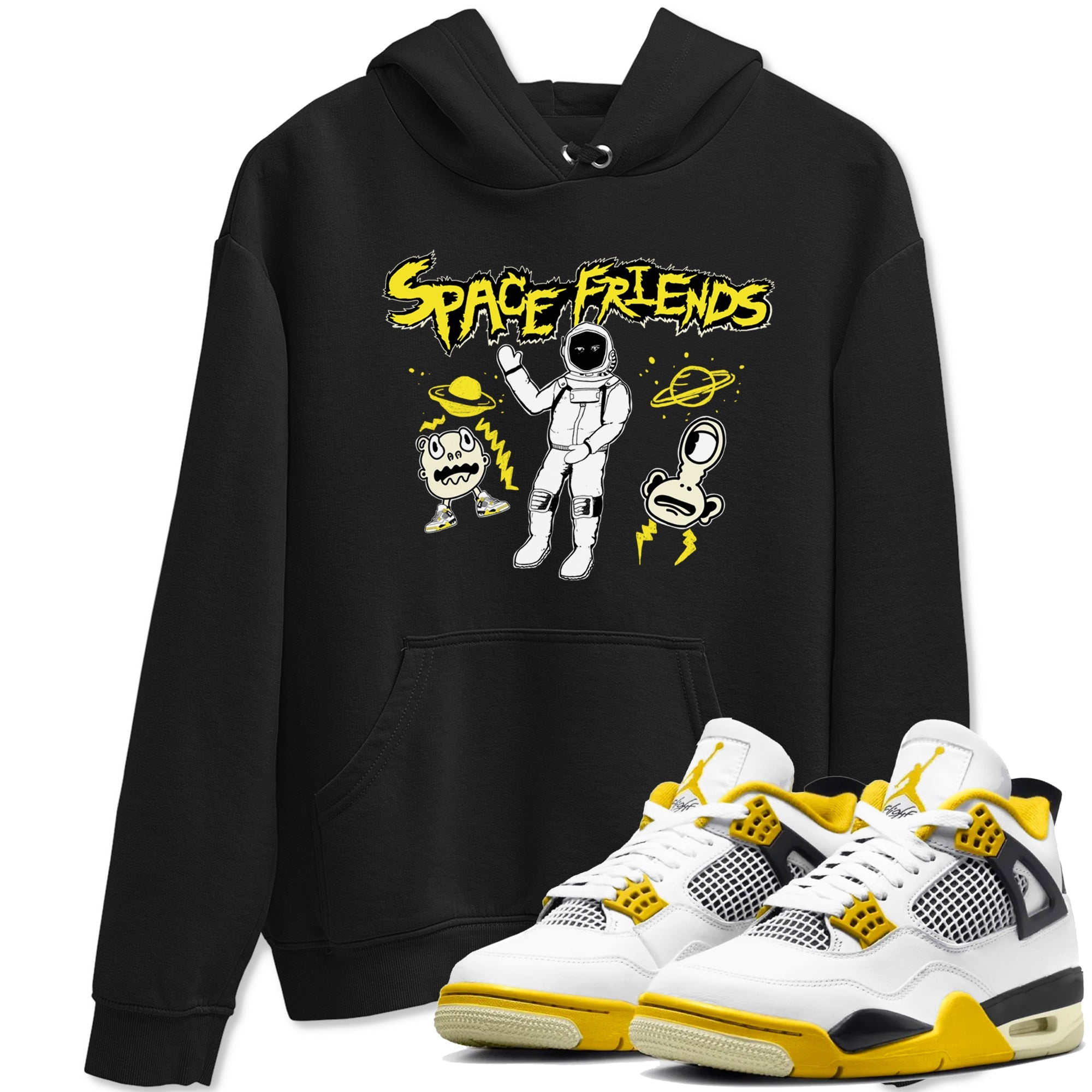 4s Vivid Sulfur shirt to match jordans Space Friends sneaker tees AJ4 Vivid Sulfur Streetwear Brand Drip Gear Zone unisex cotton Black 1 crew neck shirt