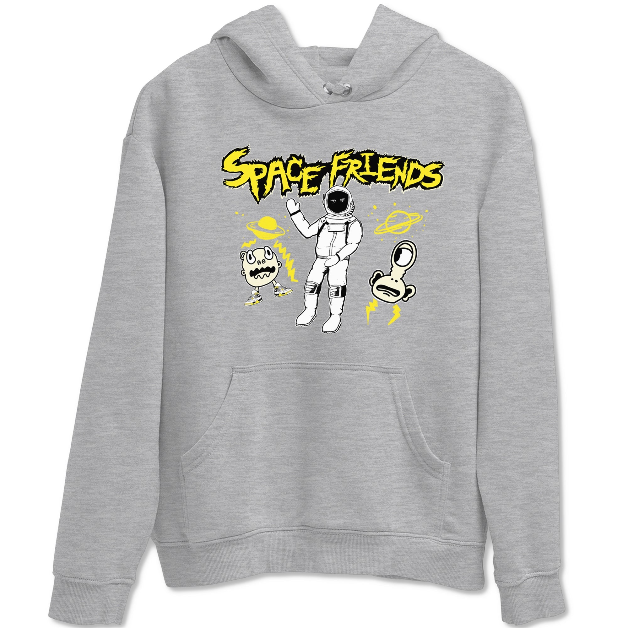 4s Vivid Sulfur shirt to match jordans Space Friends sneaker tees AJ4 Vivid Sulfur Streetwear Brand Drip Gear Zone unisex cotton Heather Grey 2 crew neck shirt