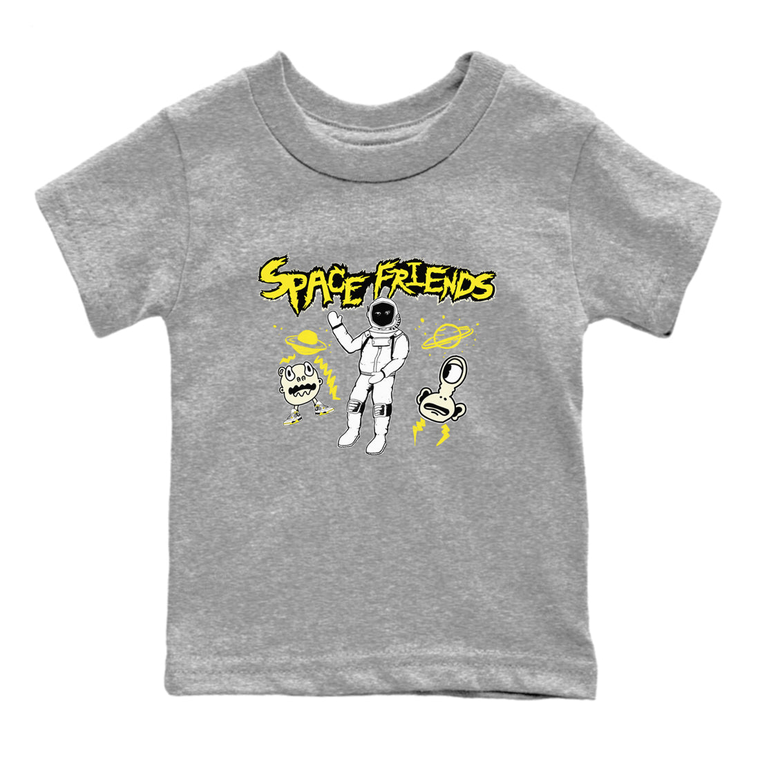 4s Vivid Sulfur shirt to match jordans Space Friends sneaker tees AJ4 Vivid Sulfur Streetwear Brand Drip Gear Zone baby toddler Heather Grey 2 cotton Shirt