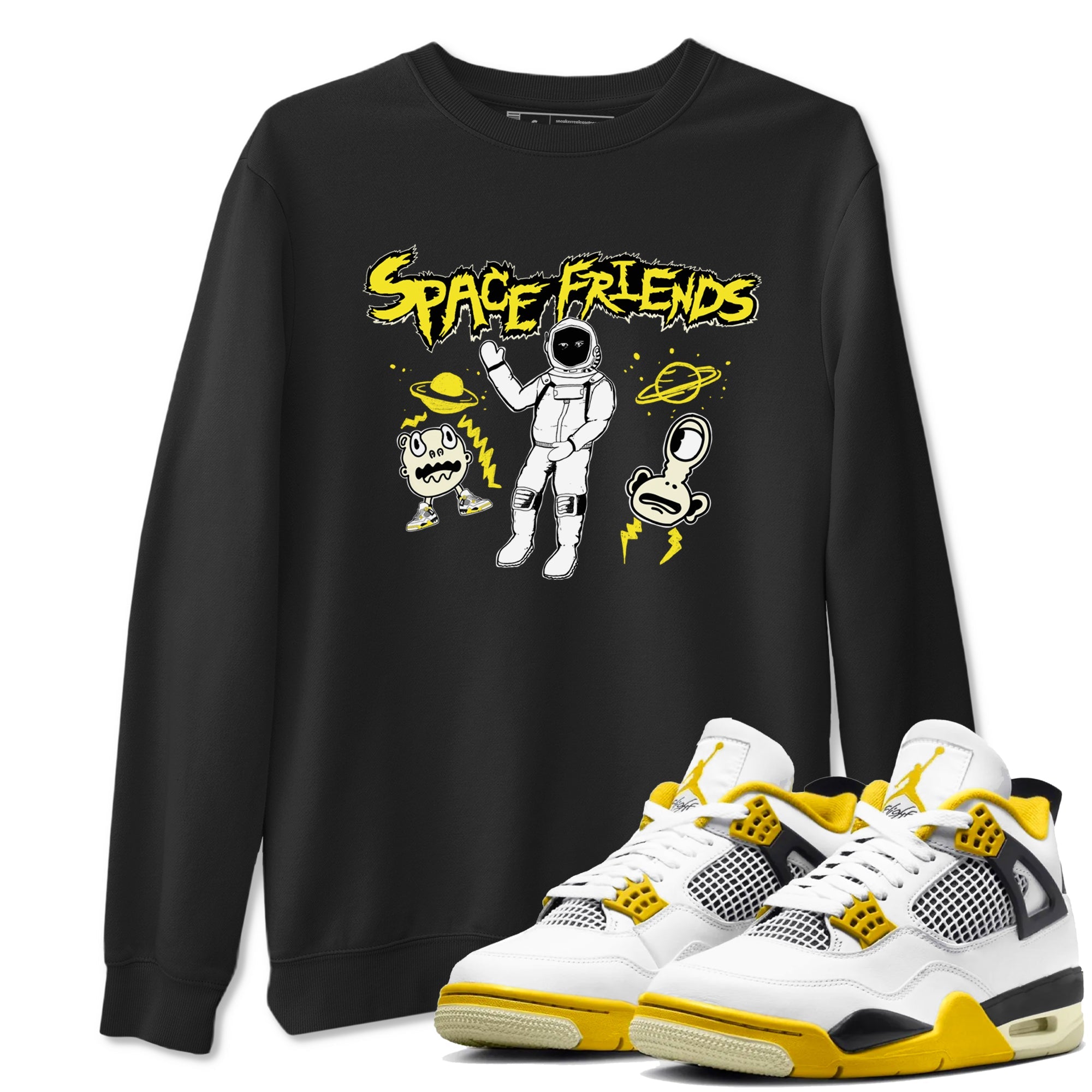 4s Vivid Sulfur shirt to match jordans Space Friends sneaker tees AJ4 Vivid Sulfur Streetwear Brand Drip Gear Zone unisex cotton Black 1 crew neck shirt