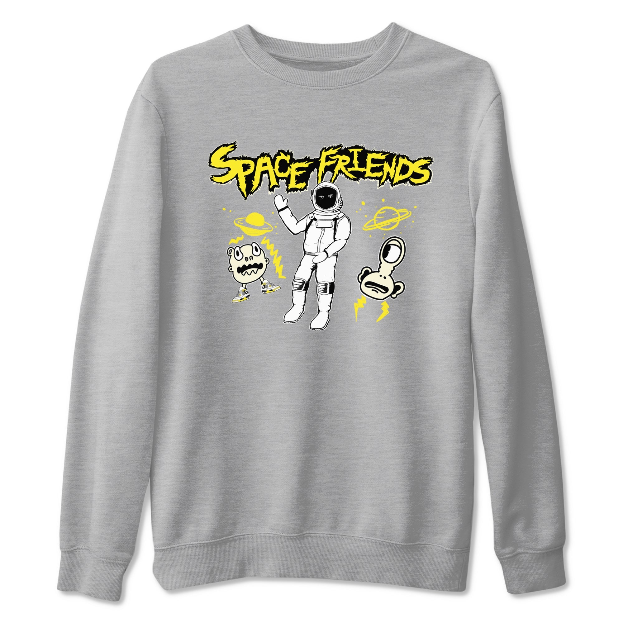 4s Vivid Sulfur shirt to match jordans Space Friends sneaker tees AJ4 Vivid Sulfur Streetwear Brand Drip Gear Zone unisex cotton Heather Grey 2 crew neck shirt