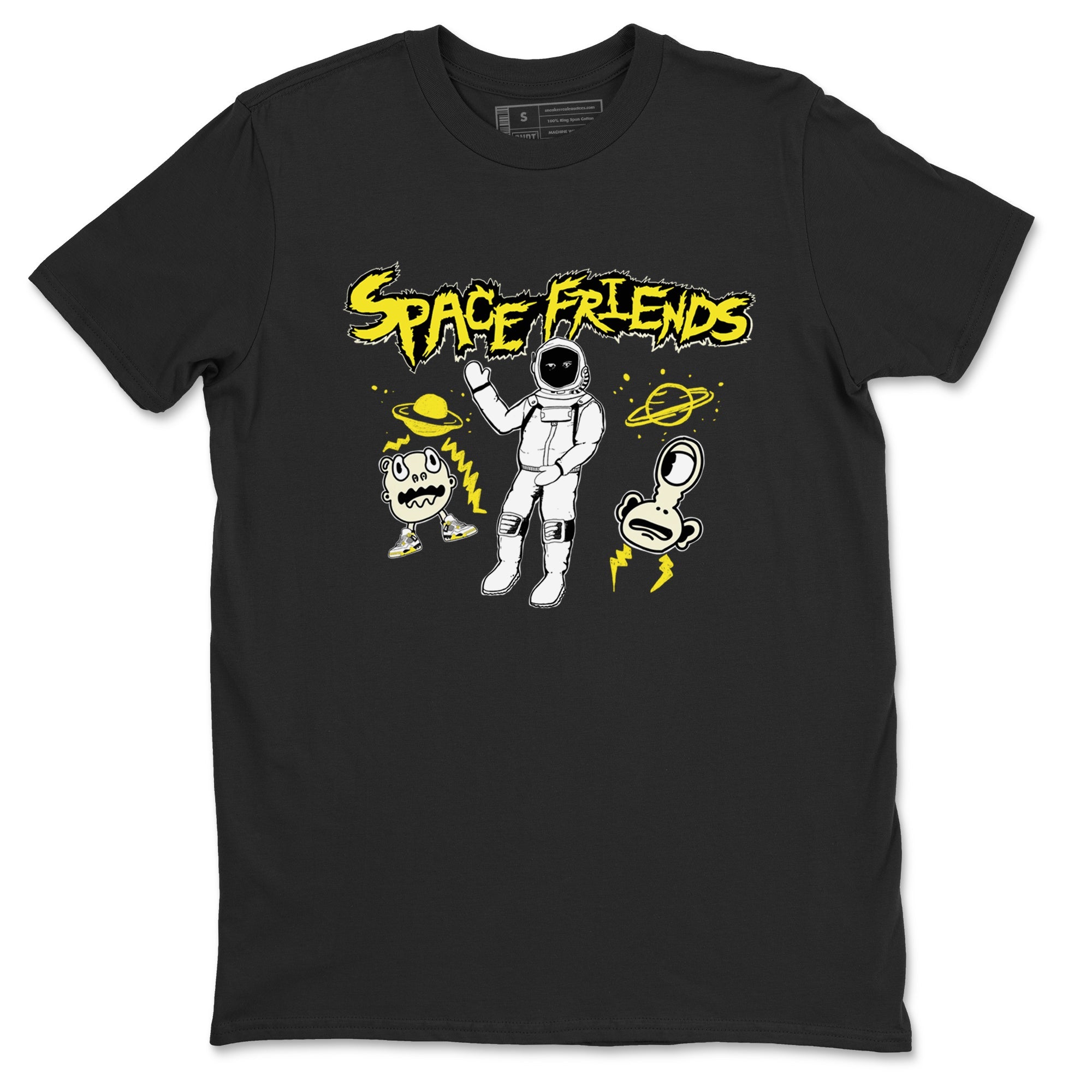 4s Vivid Sulfur shirt to match jordans Space Friends sneaker tees AJ4 Vivid Sulfur Streetwear Brand Drip Gear Zone unisex cotton Black 2 crew neck shirt