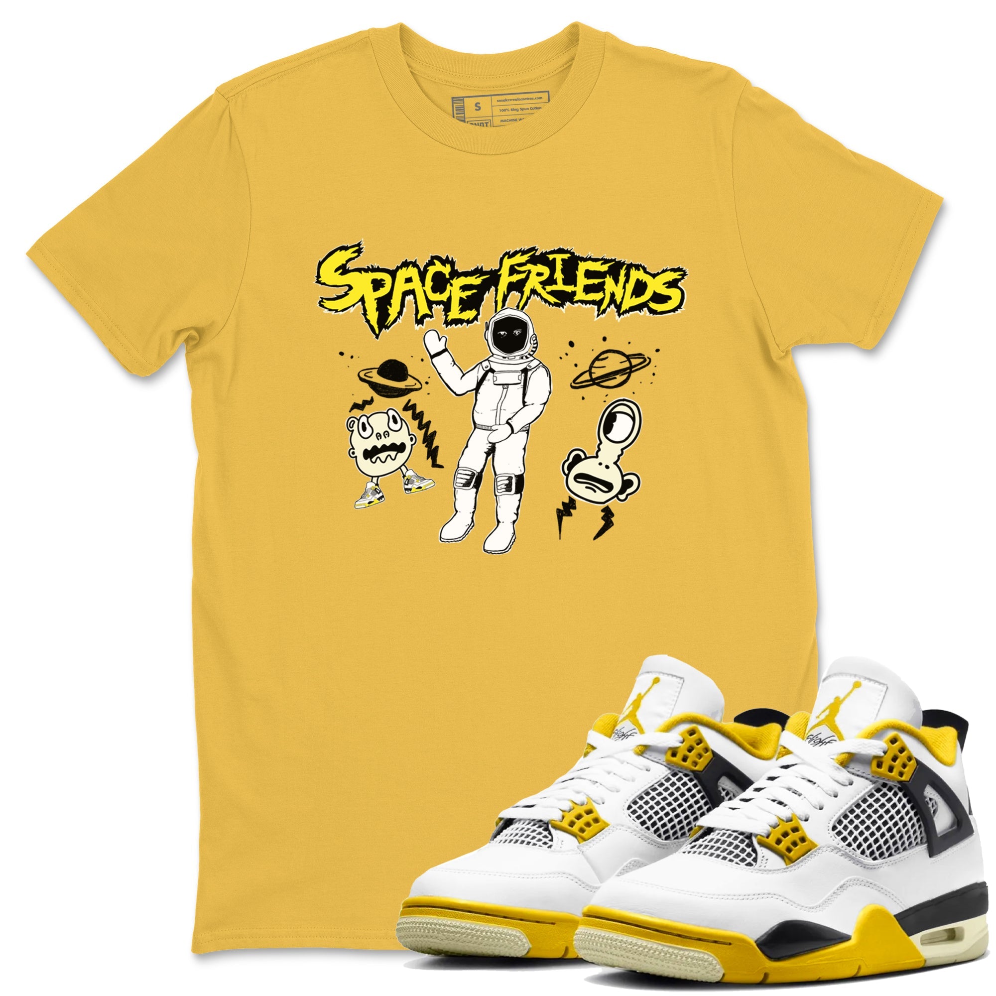 4s Vivid Sulfur shirt to match jordans Space Friends sneaker tees AJ4 Vivid Sulfur Streetwear Brand Drip Gear Zone unisex cotton Daisy 1 crew neck shirt