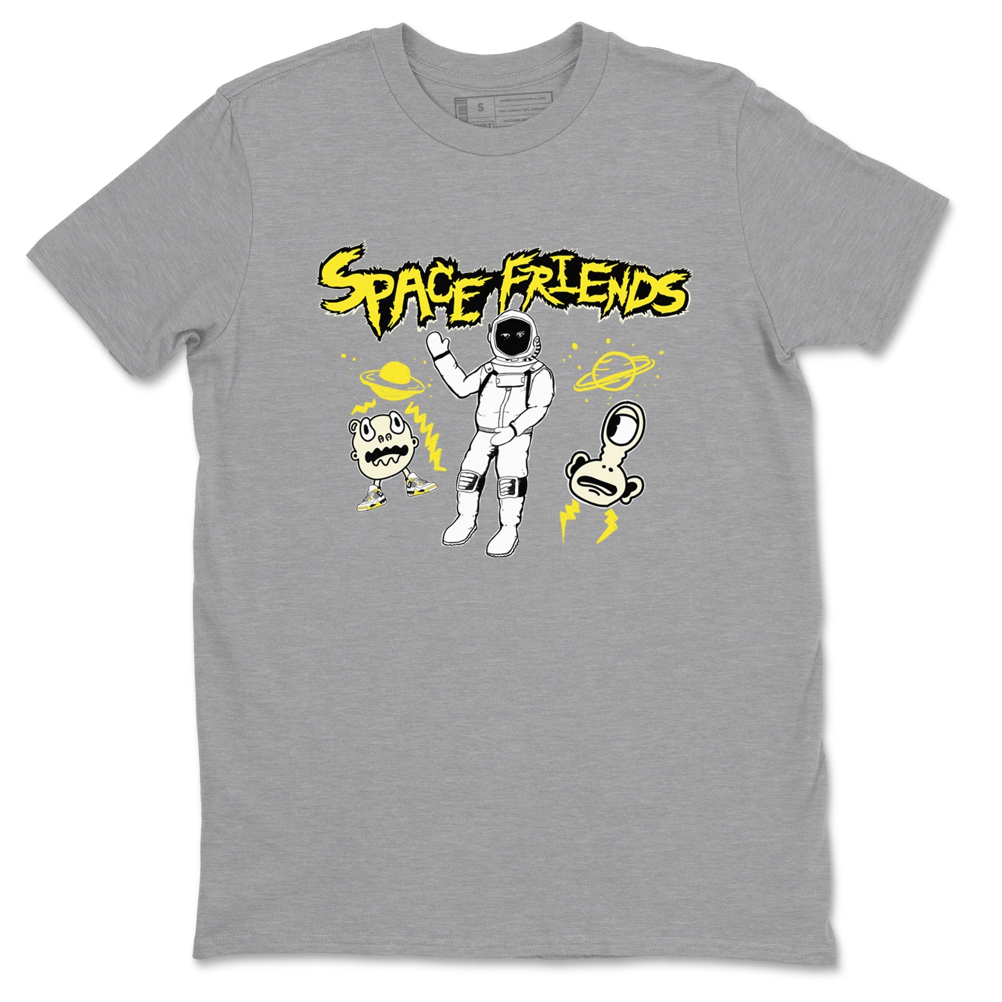 4s Vivid Sulfur shirt to match jordans Space Friends sneaker tees AJ4 Vivid Sulfur Streetwear Brand Drip Gear Zone unisex cotton Heather Grey 2 crew neck shirt