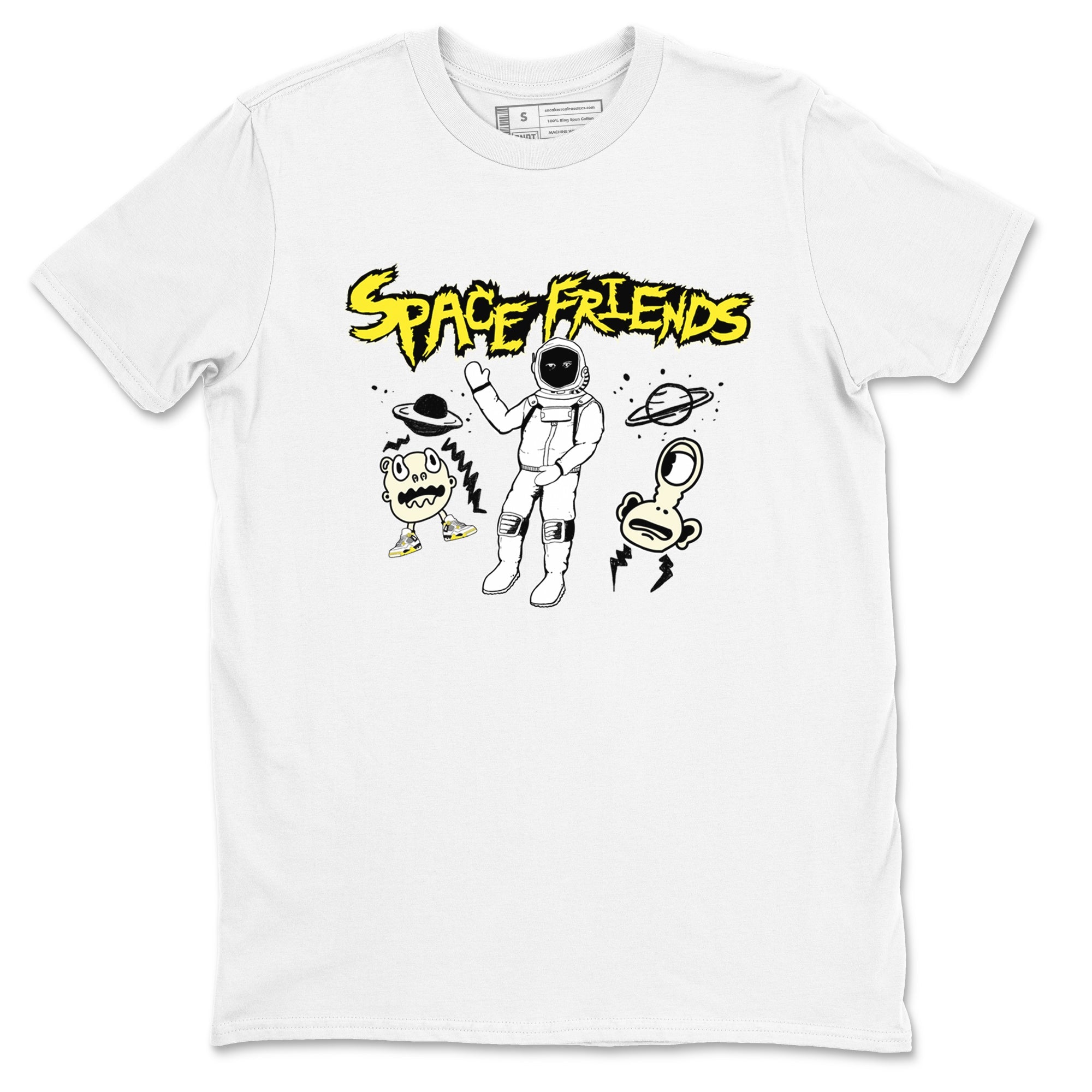 4s Vivid Sulfur shirt to match jordans Space Friends sneaker tees AJ4 Vivid Sulfur Streetwear Brand Drip Gear Zone unisex cotton White 2 crew neck shirt