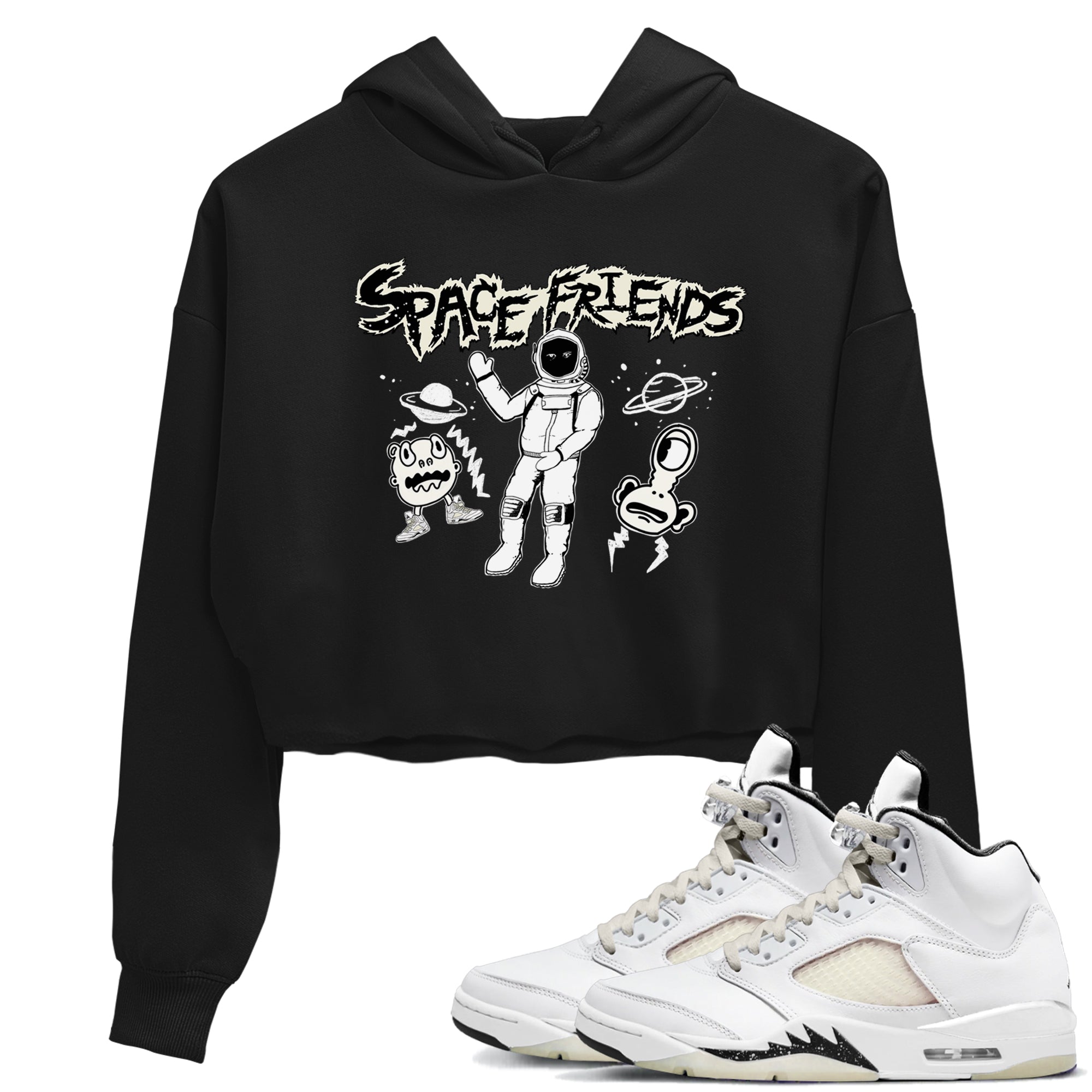 Air Jordan 5 Sail shirt to match jordans Space Friends sneaker tees Air Jordan 5 Sail Streetwear Brand Streetwear Brand Drip Gear Zone Black 1 crop length shirt
