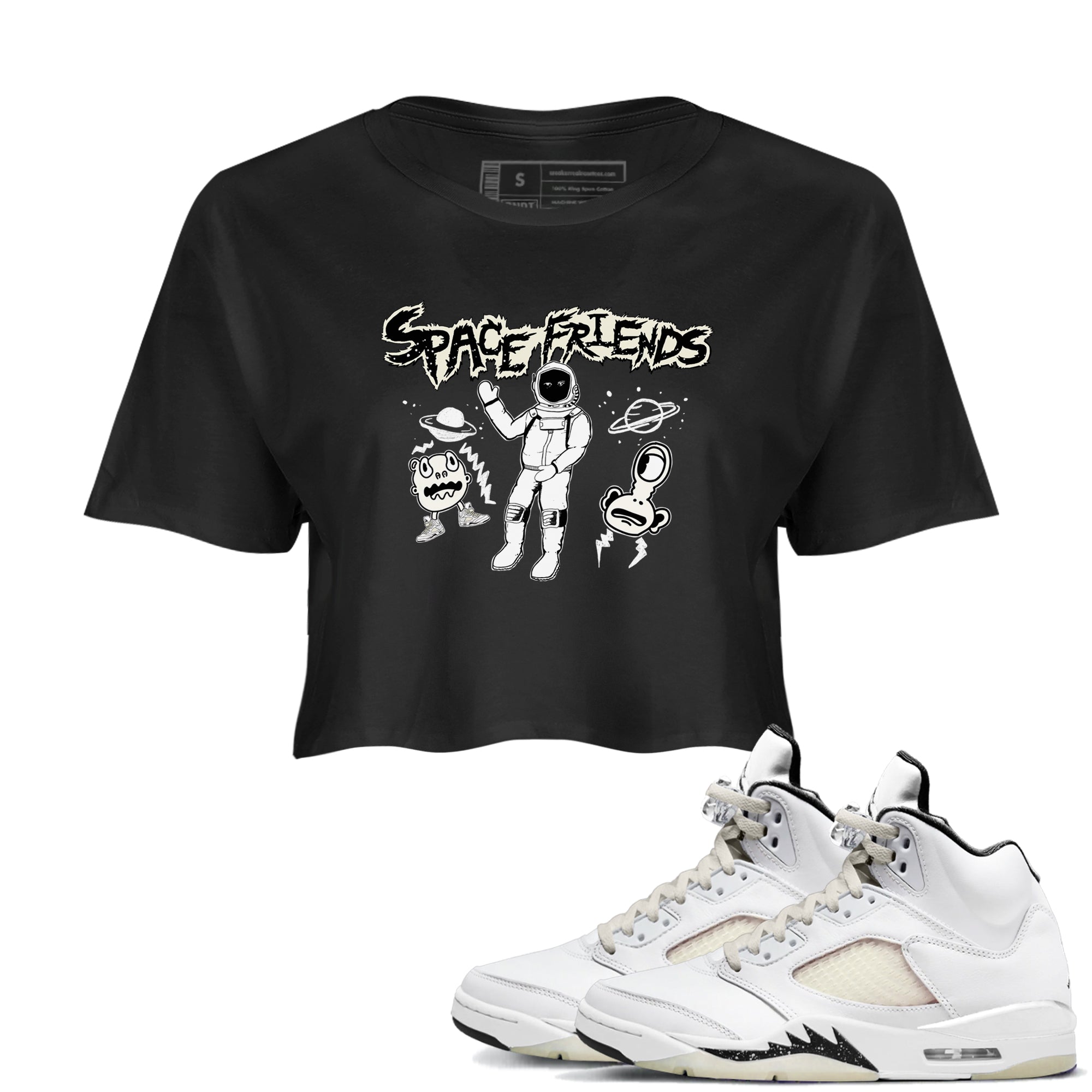 Air Jordan 5 Sail shirt to match jordans Space Friends sneaker tees Air Jordan 5 Sail Streetwear Brand Streetwear Brand Drip Gear Zone Black 1 crop length shirt