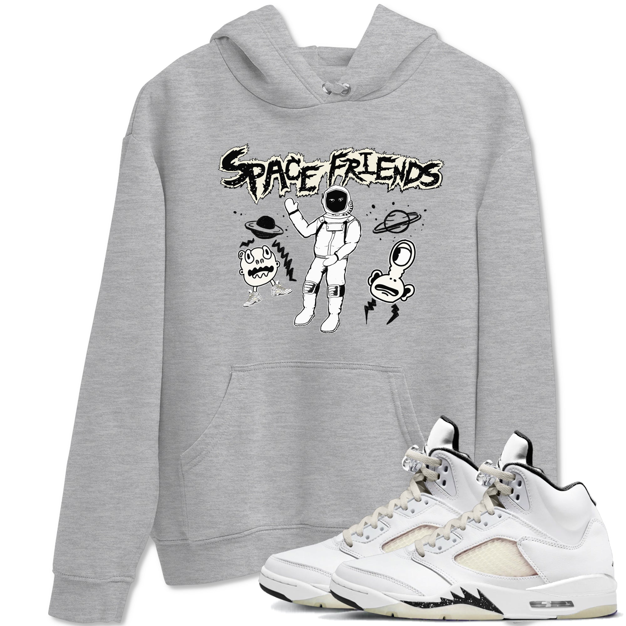 Air Jordan 5 Sail shirt to match jordans Space Friends sneaker tees Jordan 5 SE Sail Streetwear Brand Drip Gear Zone unisex cotton Heather Grey 1 crew neck shirt