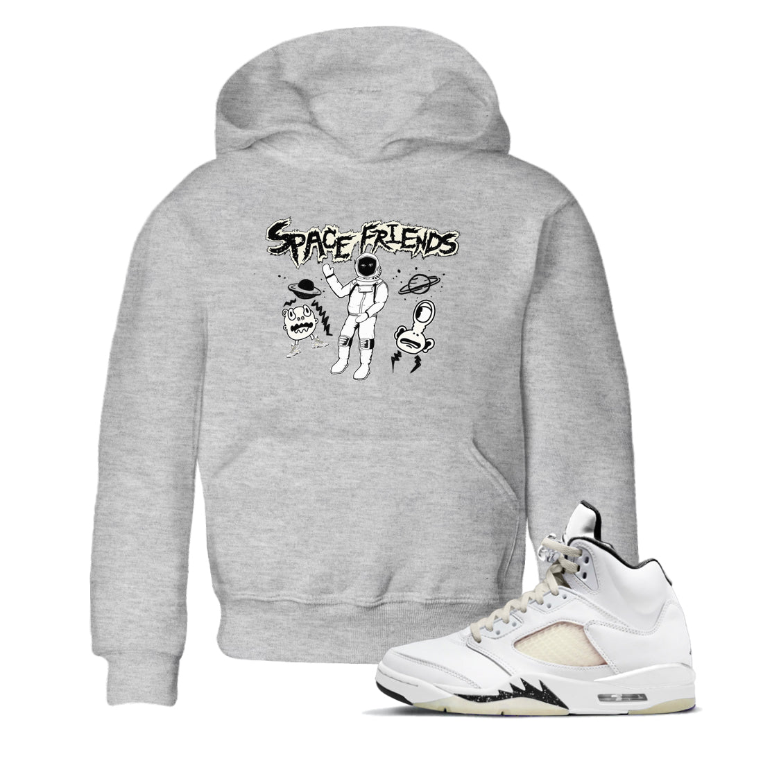 Air Jordan 5 Sail shirt to match jordans Space Friends sneaker tees Jordan 5 SE Sail Streetwear Brand Drip Gear Zone baby toddler Heather Grey 1 cotton Shirt