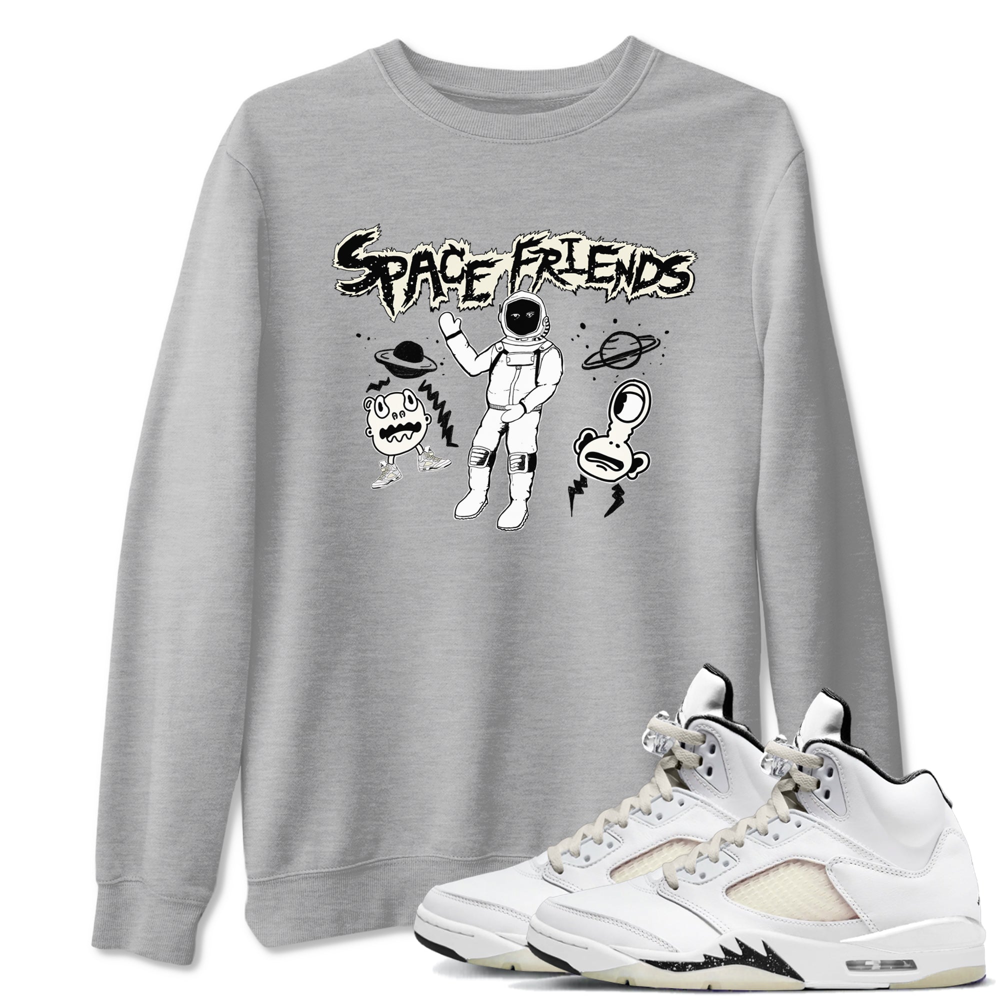 Air Jordan 5 Sail shirt to match jordans Space Friends sneaker tees Jordan 5 SE Sail Streetwear Brand Drip Gear Zone unisex cotton Heather Grey 1 crew neck shirt