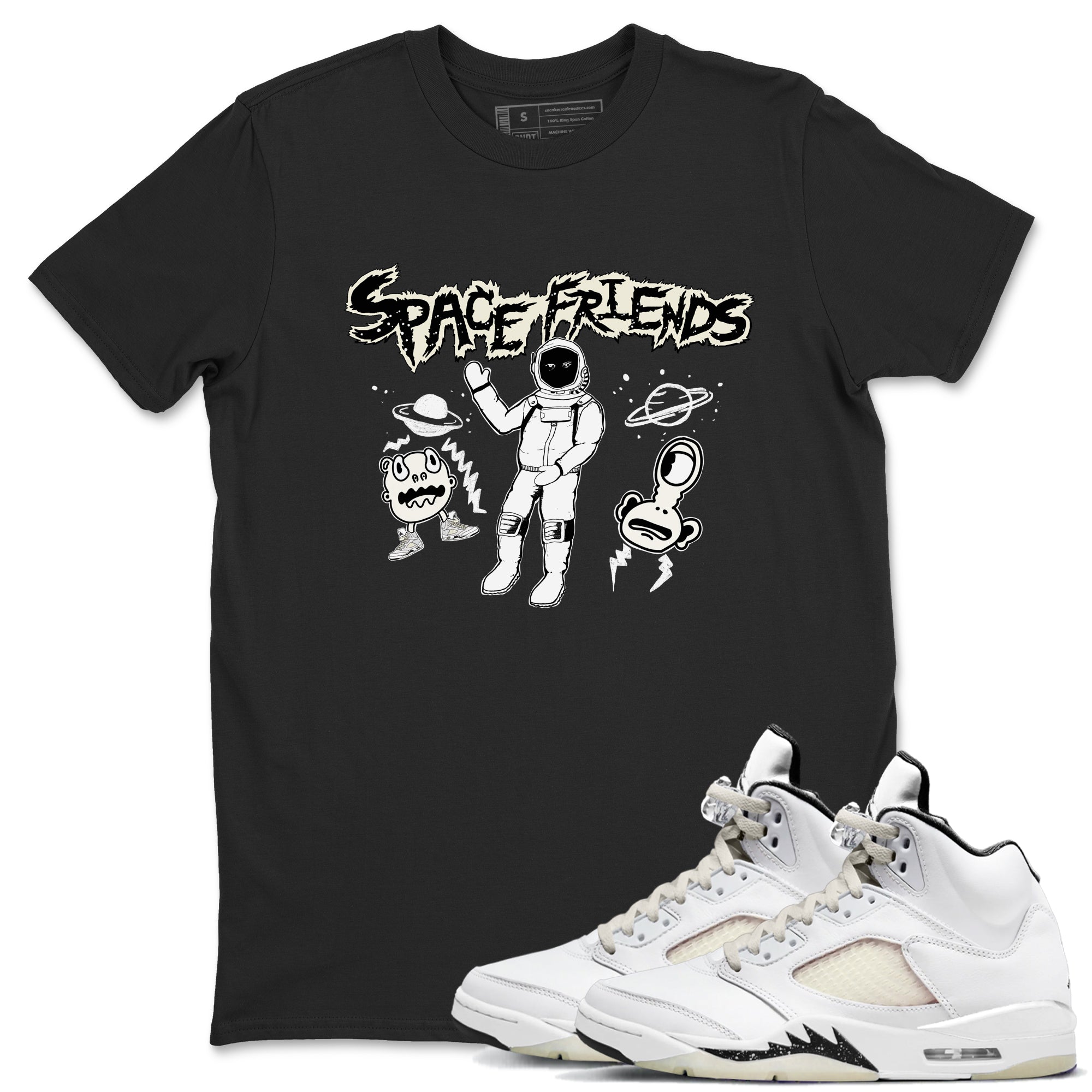 Air Jordan 5 Sail shirt to match jordans Space Friends sneaker tees Jordan 5 SE Sail Streetwear Brand Drip Gear Zone unisex cotton Black 1 crew neck shirt