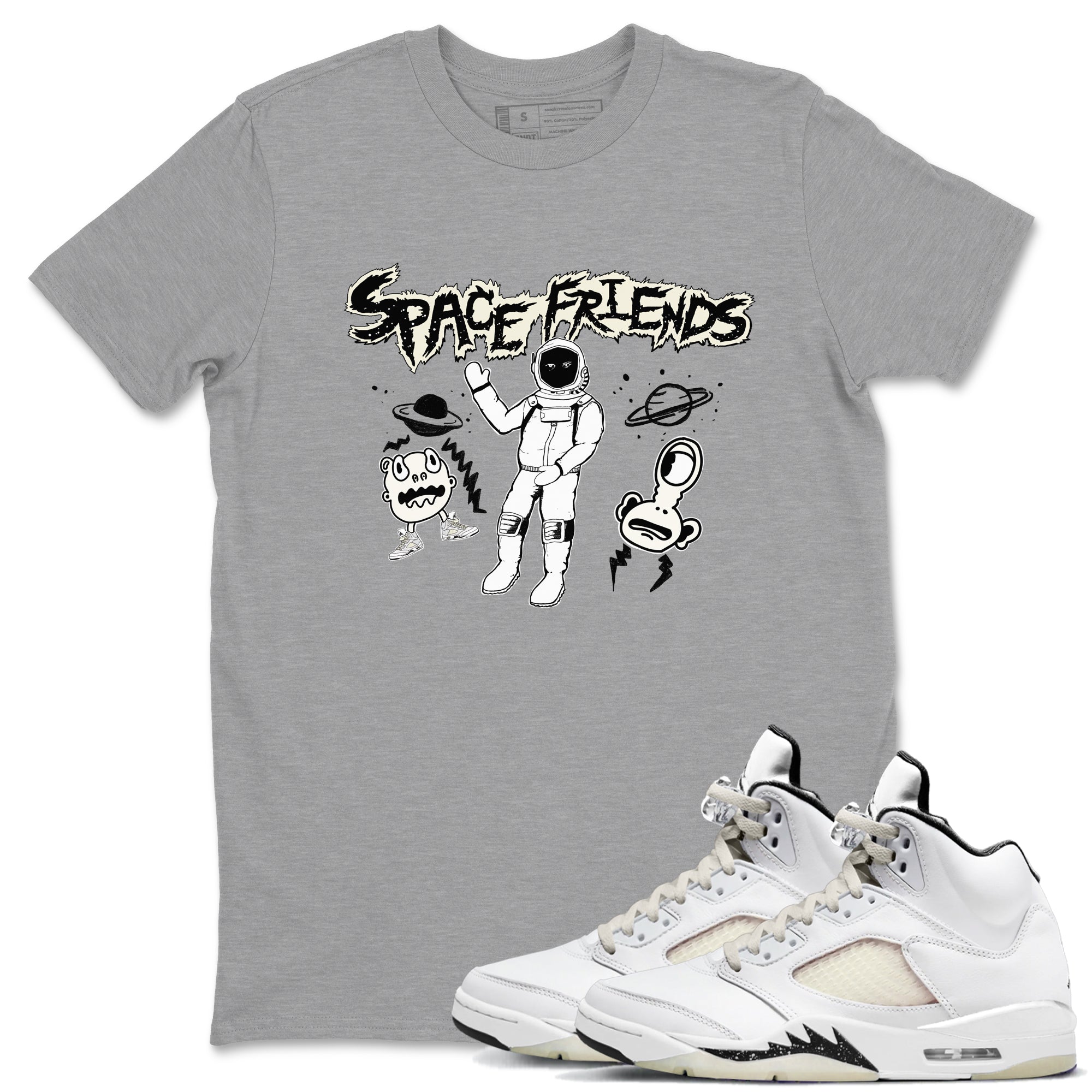 Air Jordan 5 Sail shirt to match jordans Space Friends sneaker tees Jordan 5 SE Sail Streetwear Brand Drip Gear Zone unisex cotton Heather Grey 1 crew neck shirt