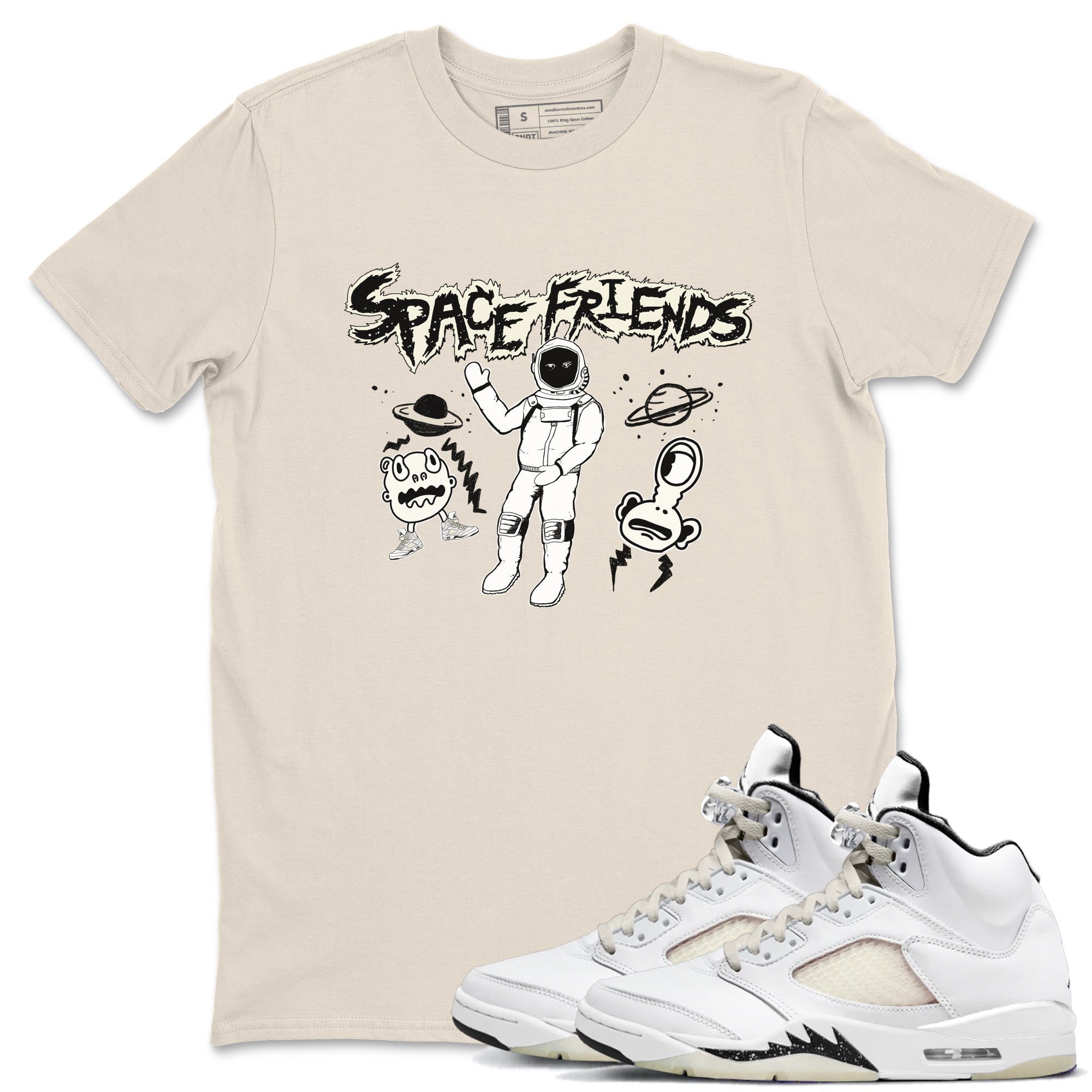 Air Jordan 5 Sail shirt to match jordans Space Friends sneaker tees Jordan 5 SE Sail Streetwear Brand Drip Gear Zone unisex cotton Natural 1 crew neck shirt