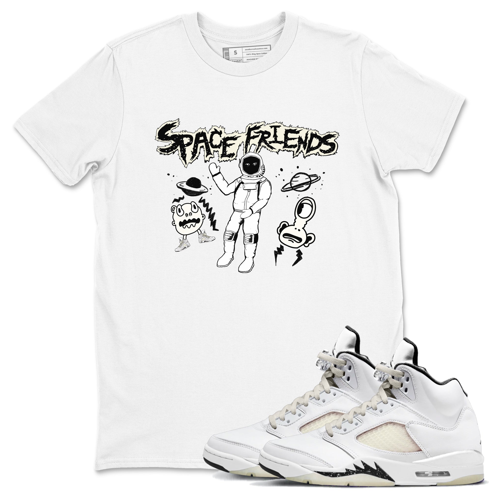 Air Jordan 5 Sail shirt to match jordans Space Friends sneaker tees Jordan 5 SE Sail Streetwear Brand Drip Gear Zone unisex cotton White 1 crew neck shirt