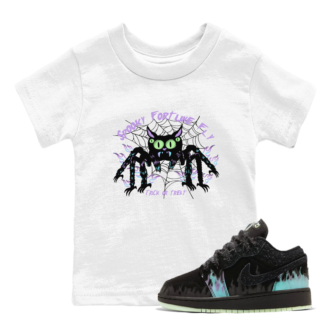 1s Fortune Fly shirts to match jordans Spooky Fortune Fly sneaker match tees Air Jordan 1 Fortune Fly match shoes to clothes Drip Gear Zone Youth Baby White 1 tee
