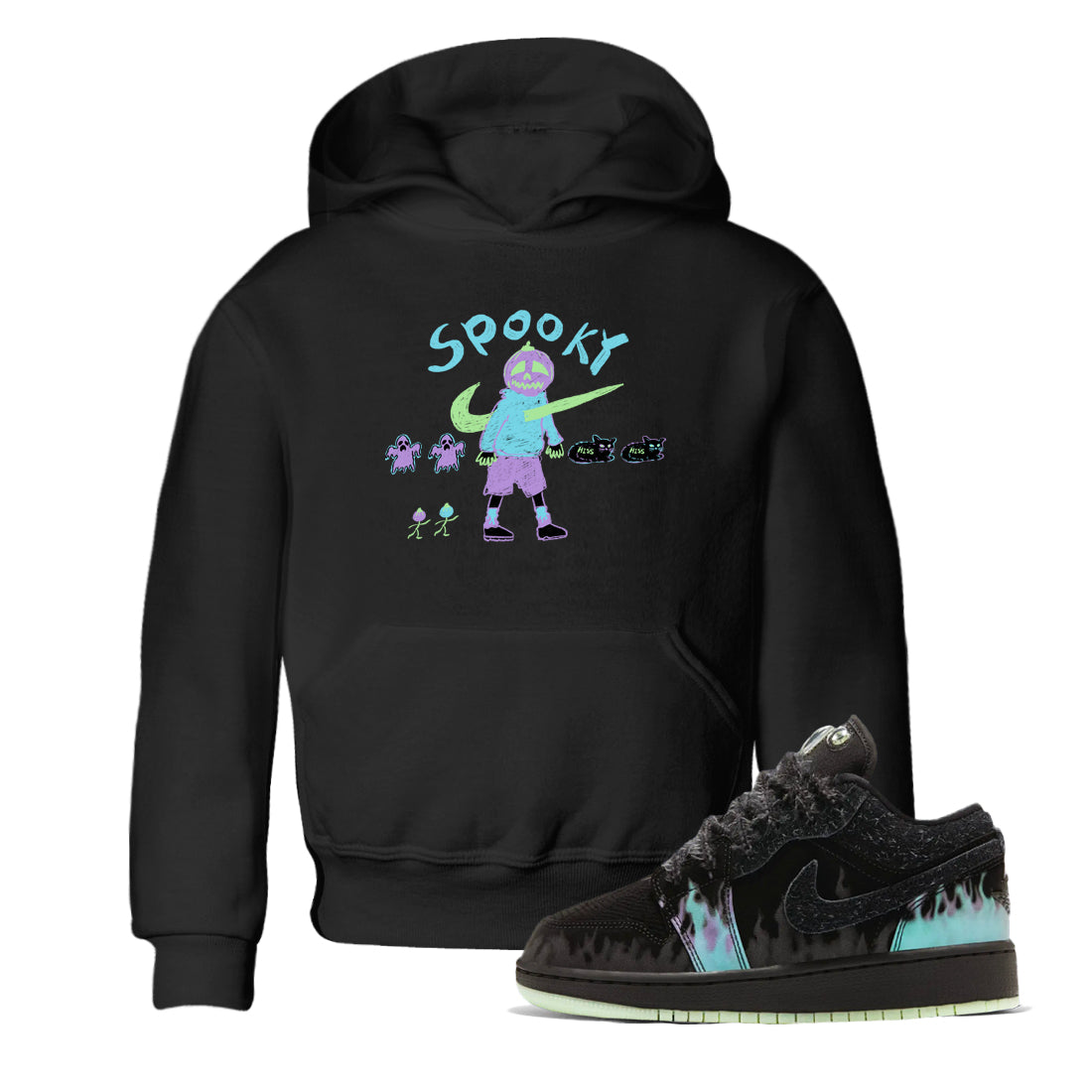 1s Fortune Fly shirts to match jordans Spooky Pumpkin sneaker match tees Air Jordan 1 Fortune Fly match shoes to clothes Drip Gear Zone Youth Baby Black 1 tee
