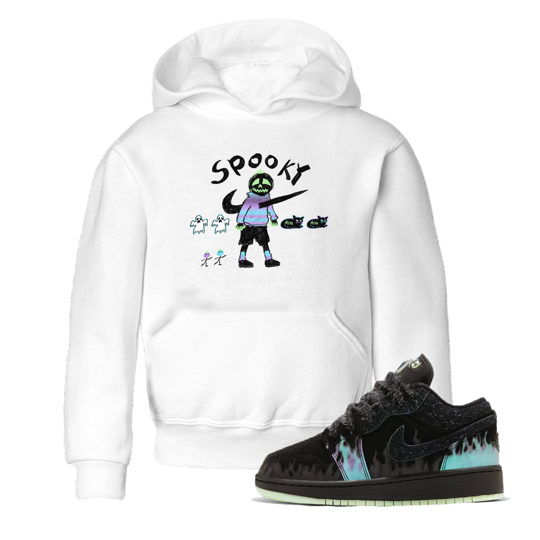 1s Fortune Fly shirts to match jordans Spooky Pumpkin sneaker match tees Air Jordan 1 Fortune Fly match shoes to clothes Drip Gear Zone Youth Baby White 1 tee