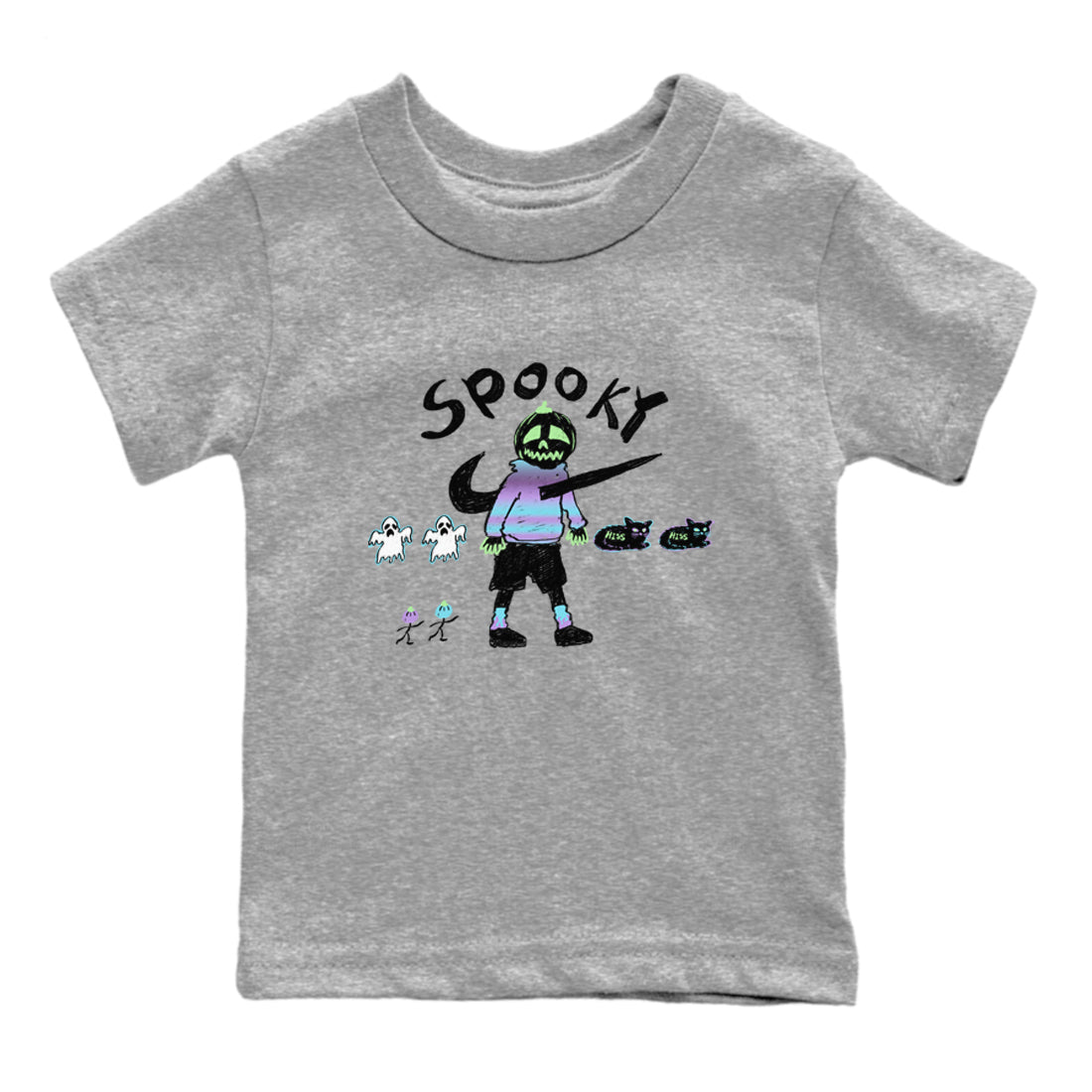 1s Fortune Fly shirts to match jordans Spooky Pumpkin sneaker match tees Air Jordan 1 Fortune Fly match shoes to clothes Drip Gear Zone Youth Baby Heather Grey 2 tee
