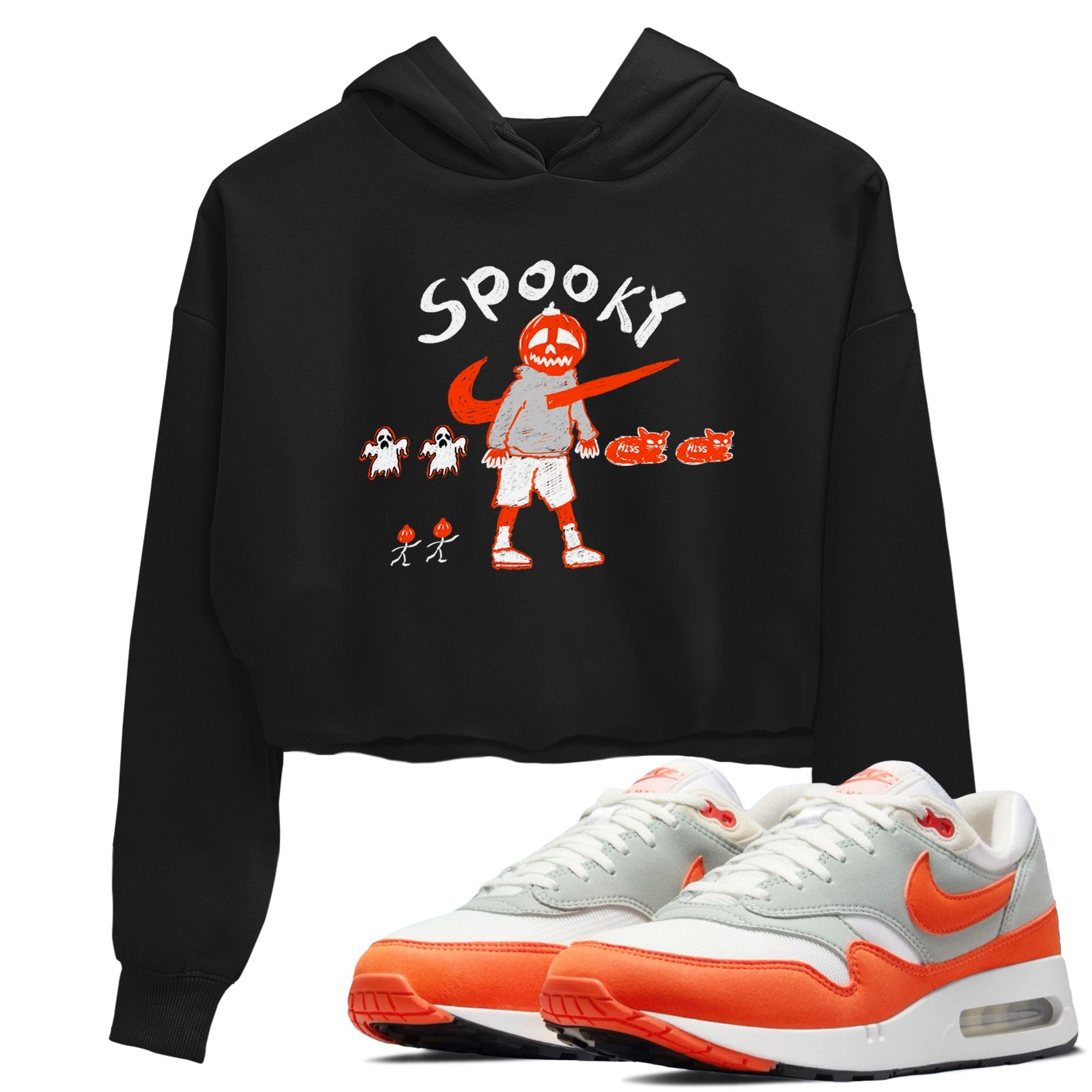 Air Max 1 OG '86 'Summit White and Cosmic Clay shirts to match jordans Spooky Pumpkin sneaker match tees Air Max 1 Cosmic Clay match shoes to clothes Drip Gear Zone unisex cotton Black 1 crop tee