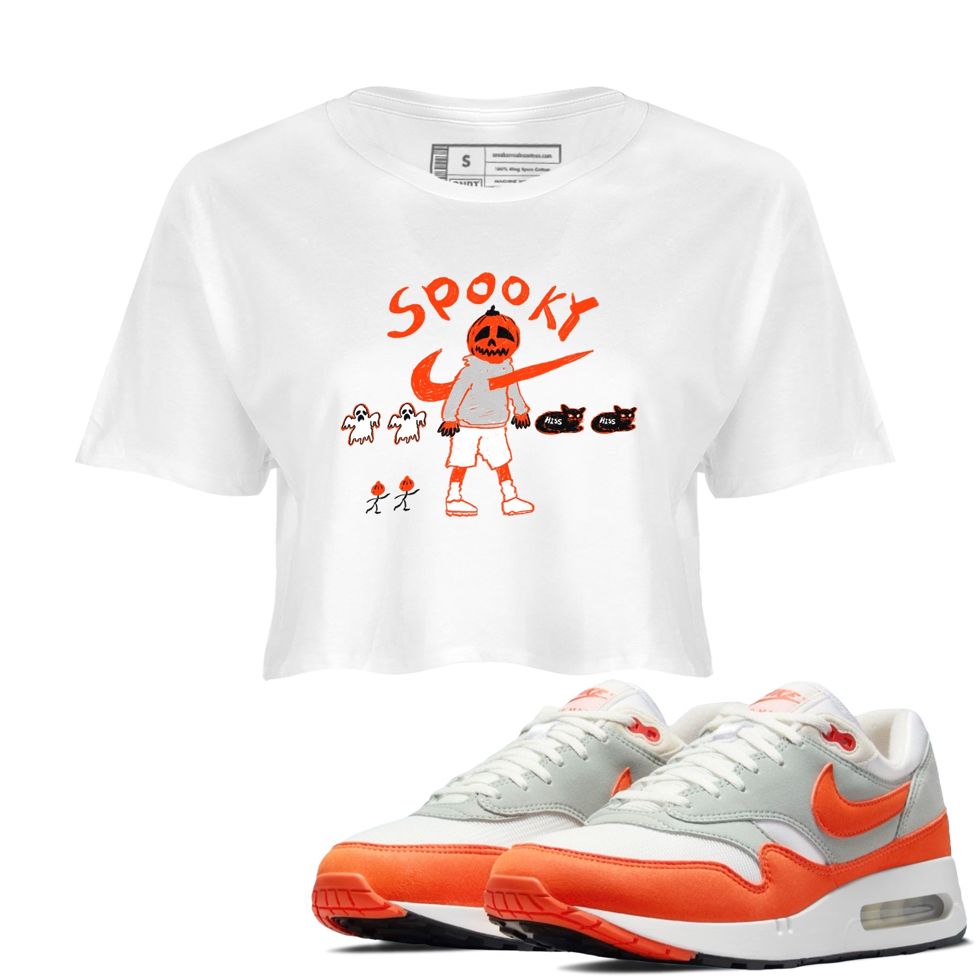 Air Max 1 OG '86 'Summit White and Cosmic Clay shirts to match jordans Spooky Pumpkin sneaker match tees Air Max 1 Cosmic Clay match shoes to clothes Drip Gear Zone unisex cotton White 1 crop tee