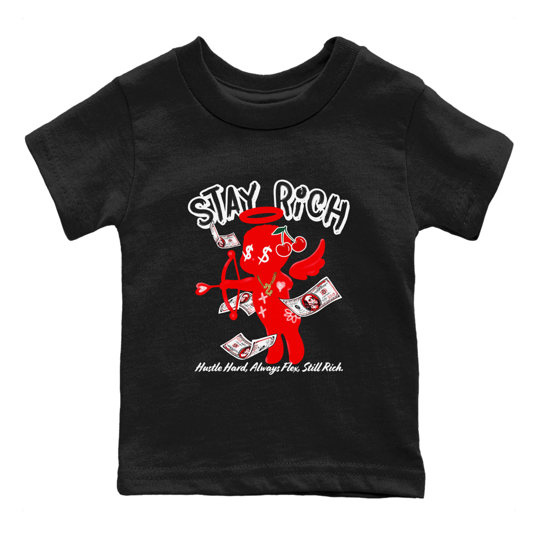 11s Cherry shirts to match jordans Stay Rich sneaker match tees Air Jordan 11 Retro Cherry match shoes to clothes Drip Gear Zone Youth Baby Black 2 tee