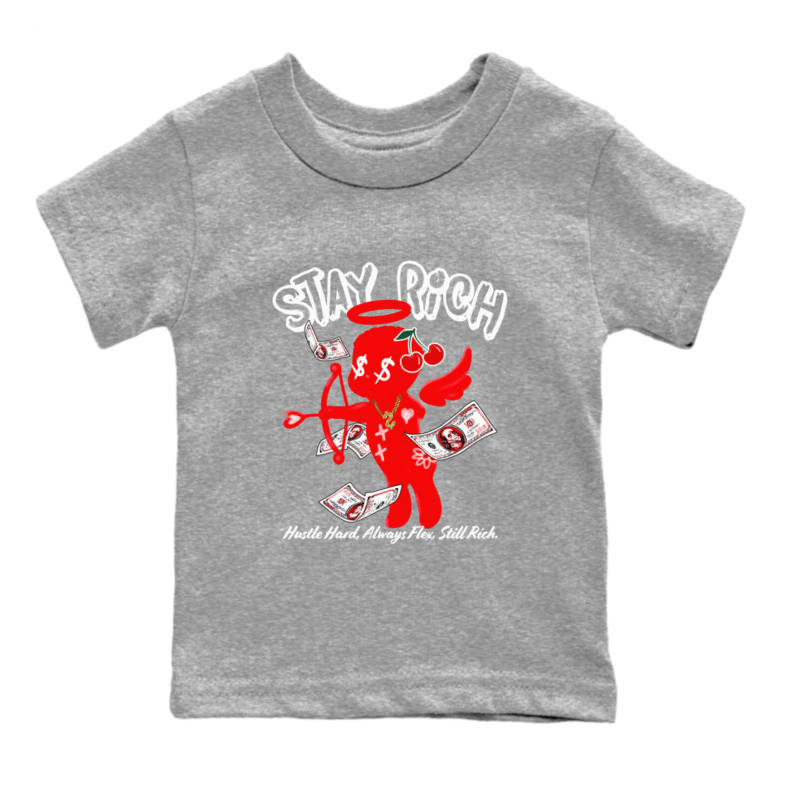 11s Cherry shirts to match jordans Stay Rich sneaker match tees Air Jordan 11 Retro Cherry match shoes to clothes Drip Gear Zone Youth Baby Heather Grey 2 tee