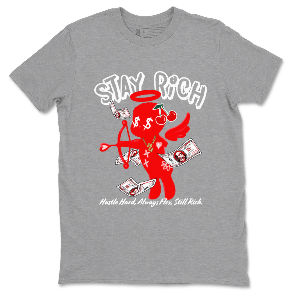 11s Cherry shirts to match jordans Stay Rich sneaker match tees Air Jordan 11 Retro Cherry match shoes to clothes Drip Gear Zone unisex cotton Heather Grey 2 shirts