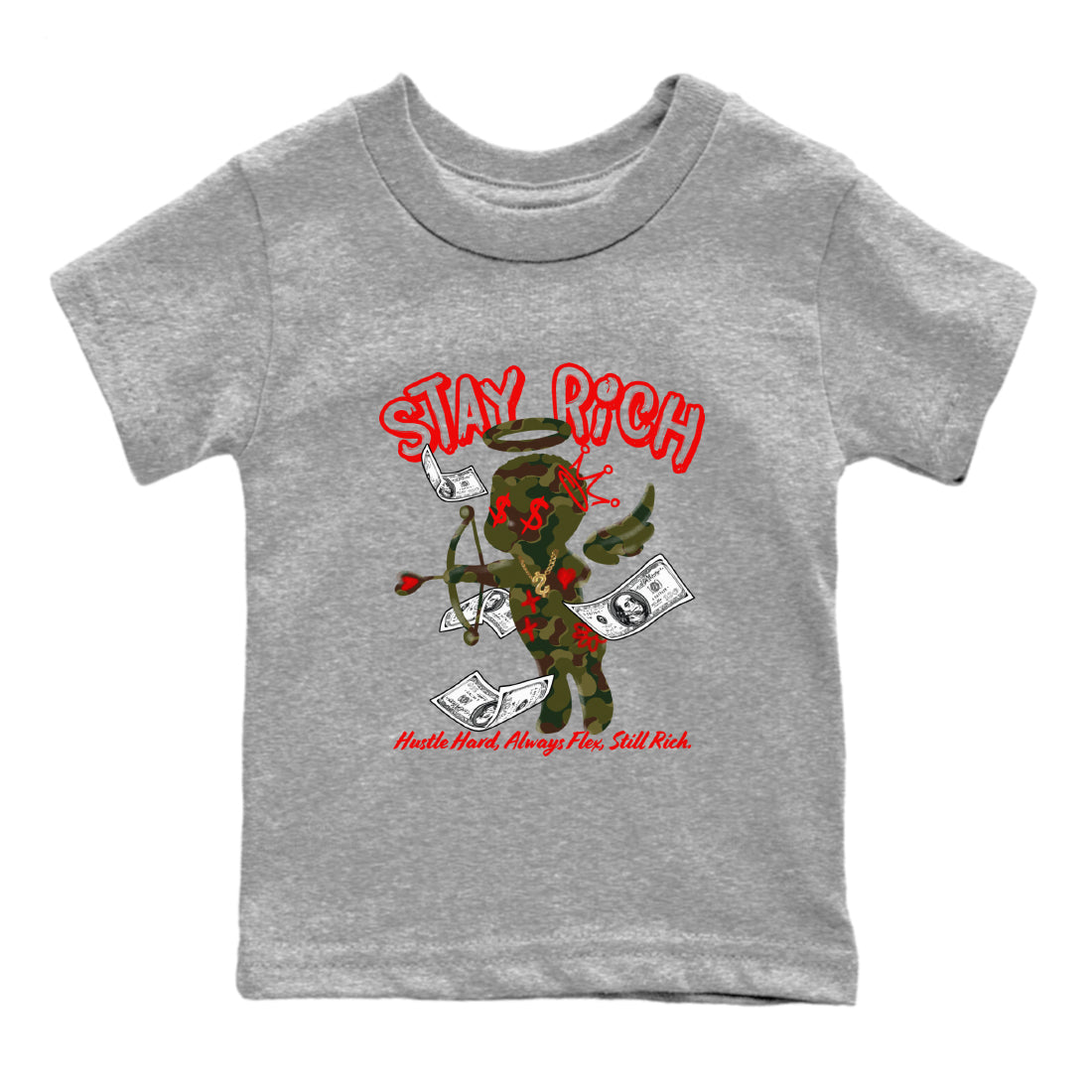 Air Max 90 Duck Camo shirts to match jordans Stay Rich sneaker match tees Air Max 90 Reverse Duck Camo match shoes to clothes Drip Gear Zone Youth Baby Heather Grey 2 tee