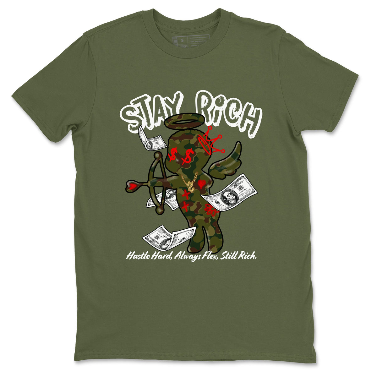 Air Max 90 Duck Camo shirts to match jordans Stay Rich sneaker match tees Air Max 90 Reverse Duck Camo match shoes to clothes Drip Gear Zone unisex cotton Military Green 2 shirts